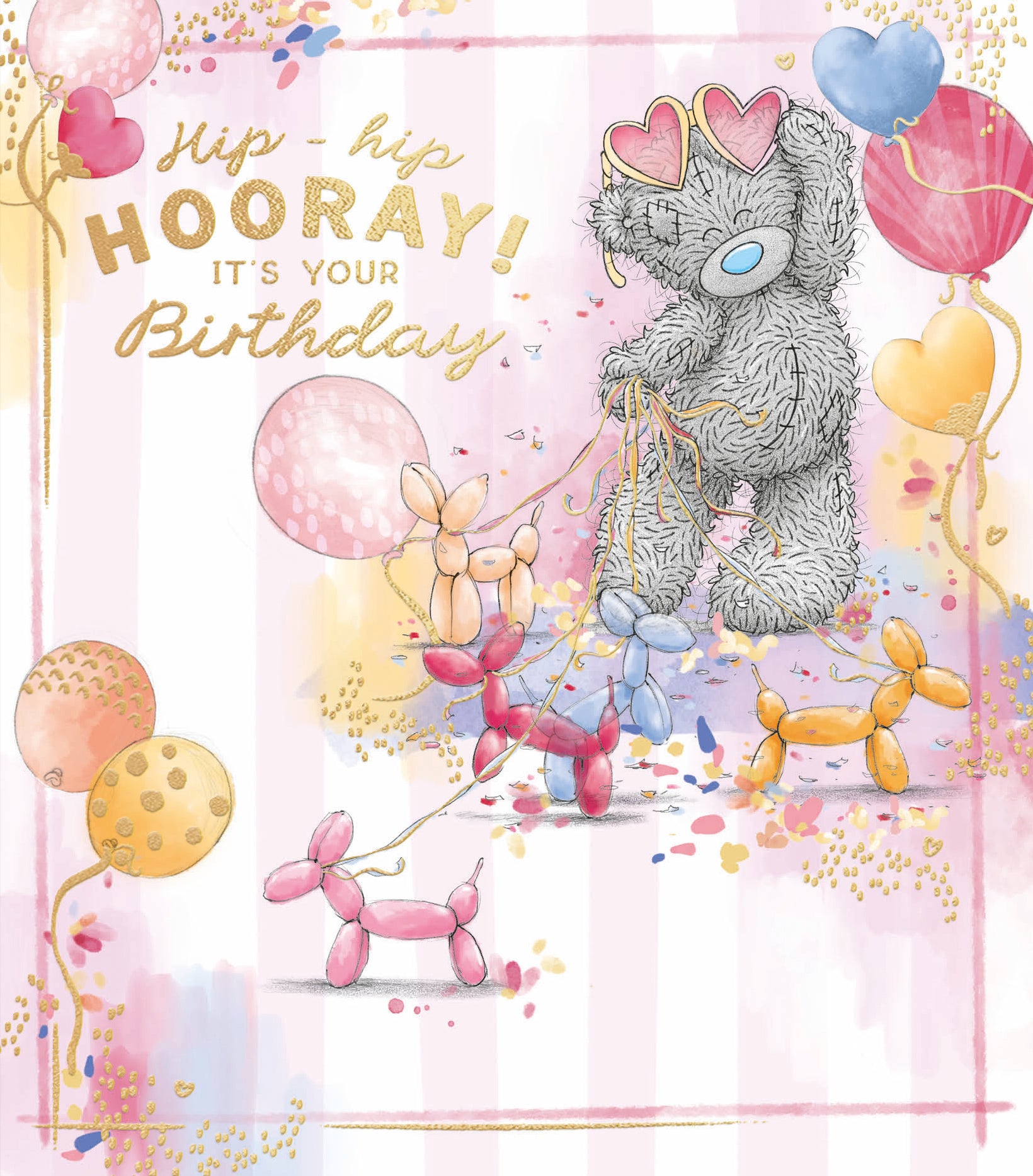 Me To You Tatty Teddy Cute Birthday Card For Friends Or Family, Tatty Teddy With Ballons 12.7 X 15.2 cm - Official Collection