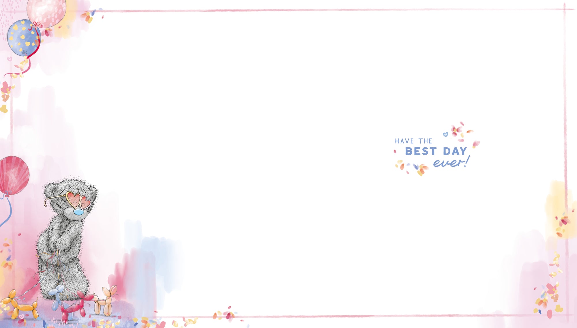 Me To You Tatty Teddy Cute Birthday Card For Friends Or Family, Tatty Teddy With Ballons 12.7 X 15.2 cm - Official Collection