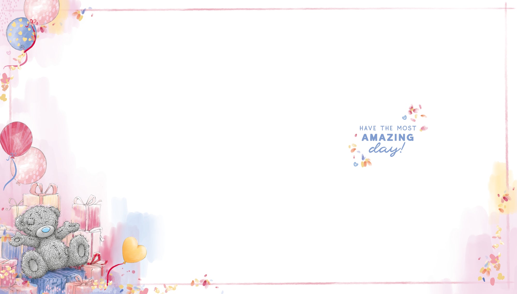 Me To You Tatty Teddy Cute Birthday Card For Friends Or Family, Tatty Teddy With Ballons And Gifts 12.7 X 15.2 cm - Official Collection