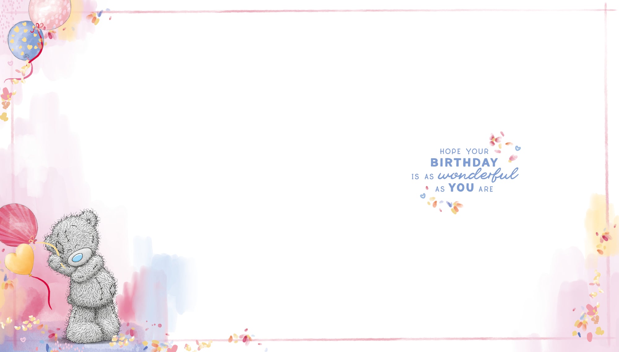 Me To You Tatty Teddy Cute Birthday Card For Friends Or Family, Tatty Teddy With Ballons And Gifts 12.7 X 15.2 cm - Official Collection