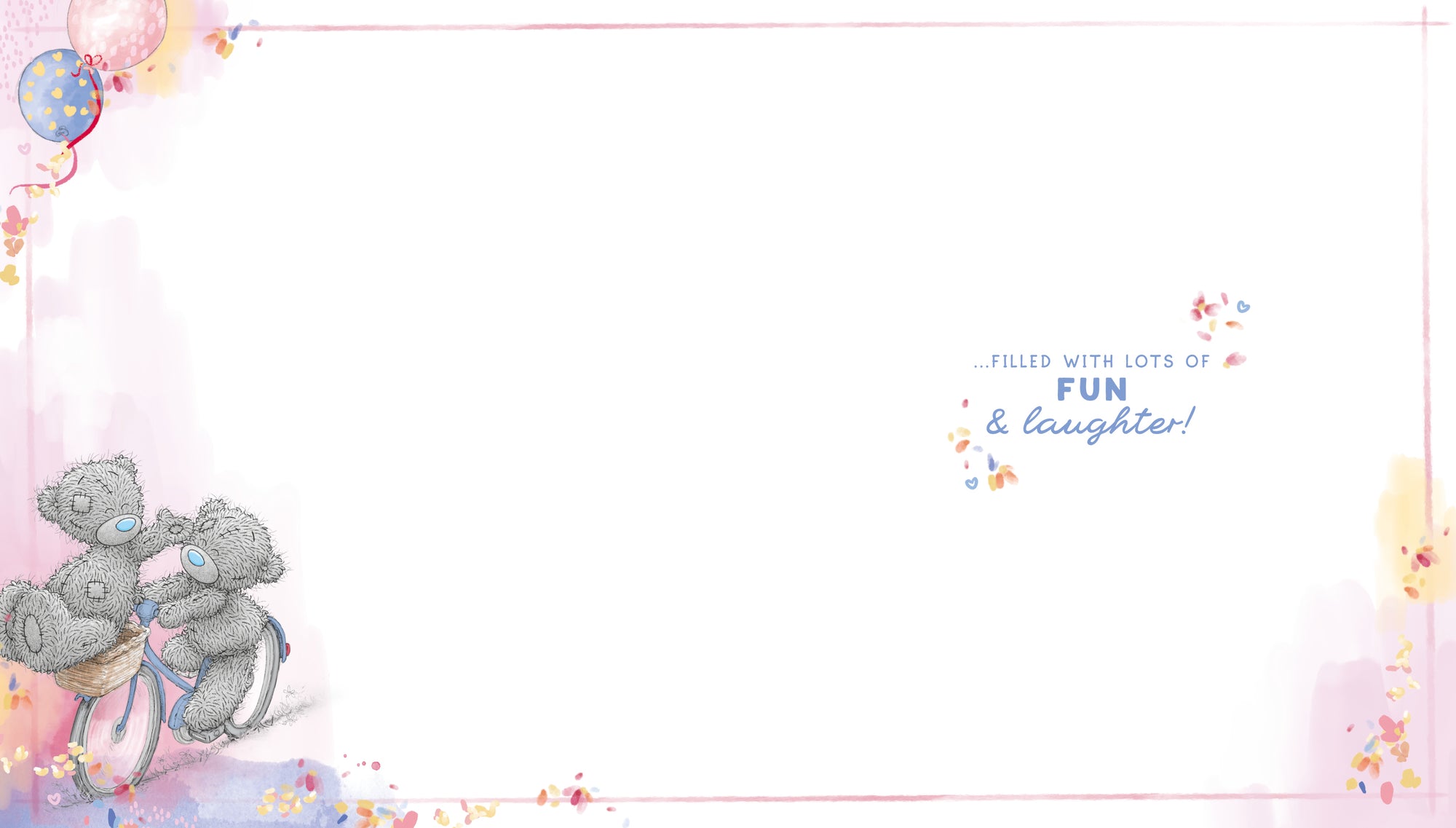 Me To You Tatty Teddy Cute Birthday Card For Friends Or Family, Tatty Teddy Bears Riding a Bicycle 12.7 X 15.2 cm - Official Collection