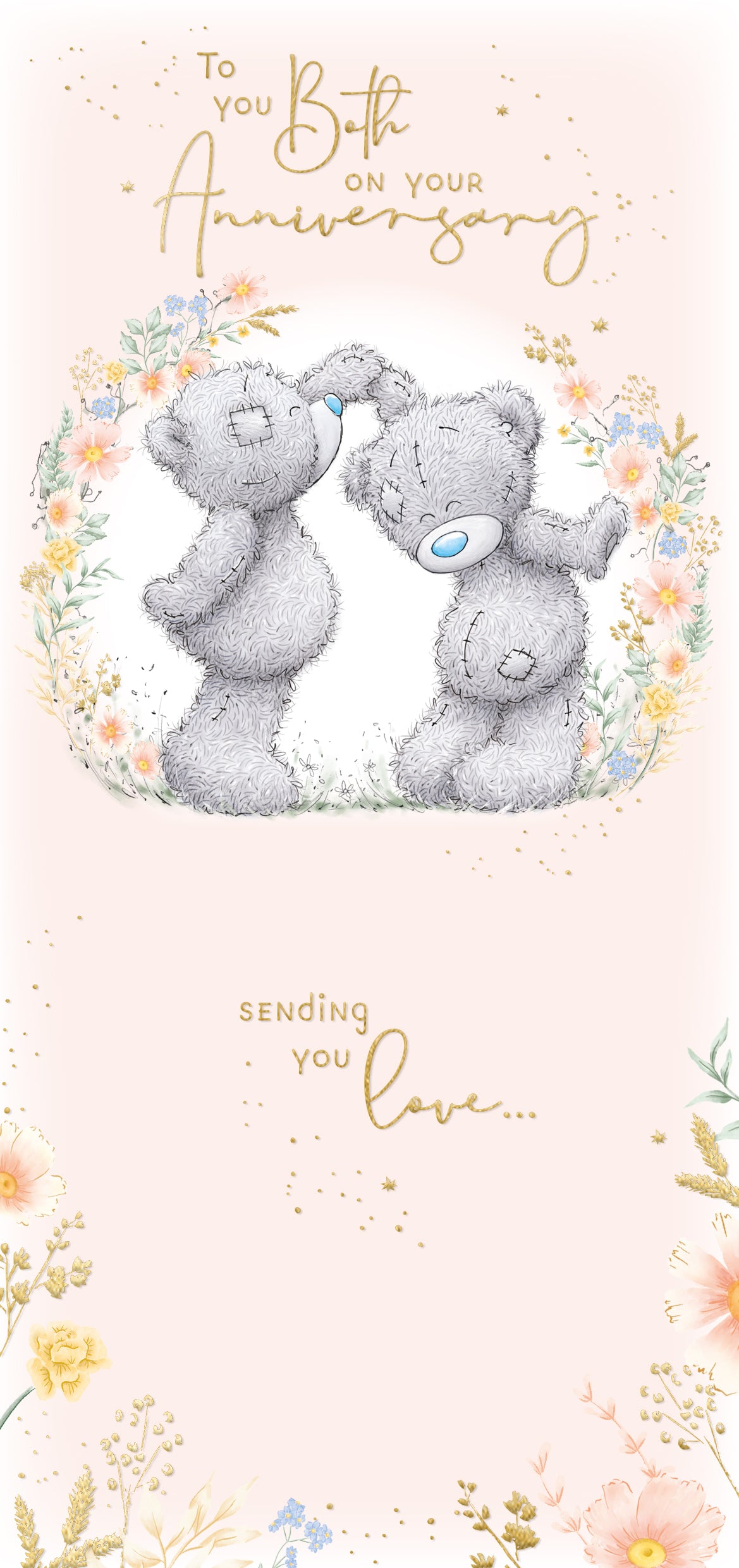 Me to You Tatty Teddy Anniversary Card To You Both With Gold Foil Detail 4x8 inches - Official Collection