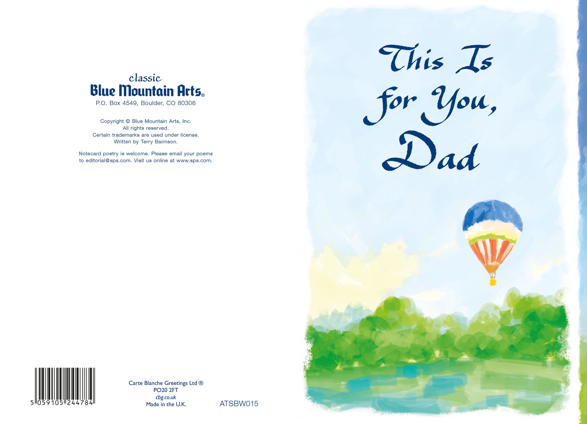 Luxury Fold Out Keepsake Greeting Card 'This is for you, Dad' - Unique Expressive Art Card With Original Verse 5 x 7 Inches (12 x 17 Cms)