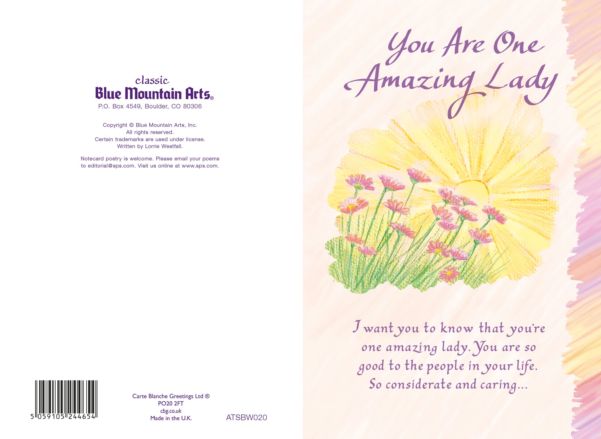 Luxury Fold Out Keepsake Greeting Card 'You Are One Amazing Lady' - Unique Expressive Art Card With Original Verse 5 x 7 Inches (12 x 17 Cms)