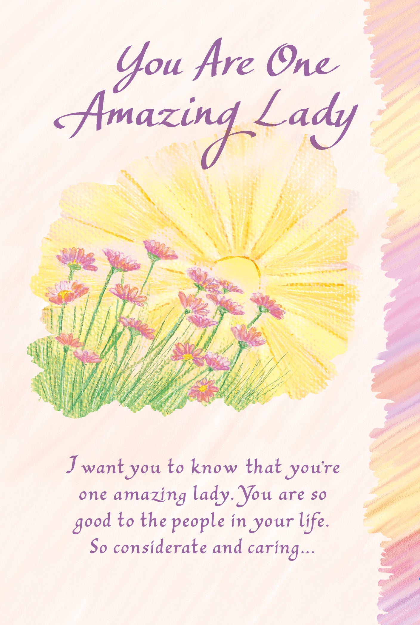 Luxury Fold Out Keepsake Greeting Card 'You Are One Amazing Lady' - Unique Expressive Art Card With Original Verse 5 x 7 Inches (12 x 17 Cms)