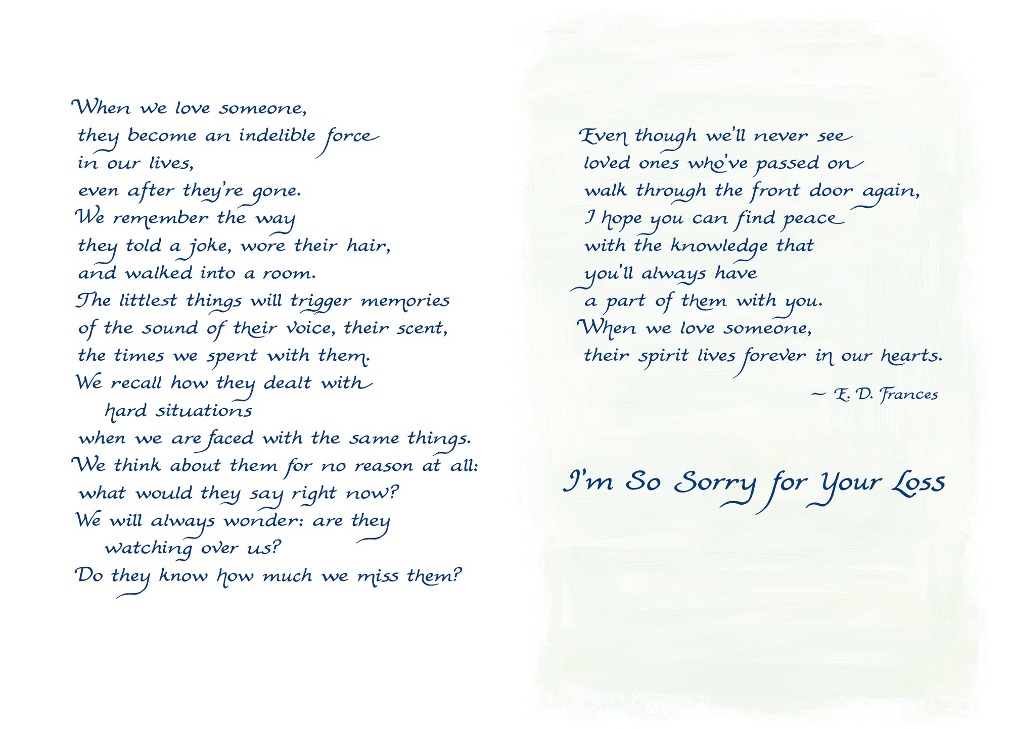 Luxury Fold Out Sympathy Card 'When Someone Dies' - Unique Condolence Card With Original Verse 5 x 7 Inches (12 x 17 Cms)