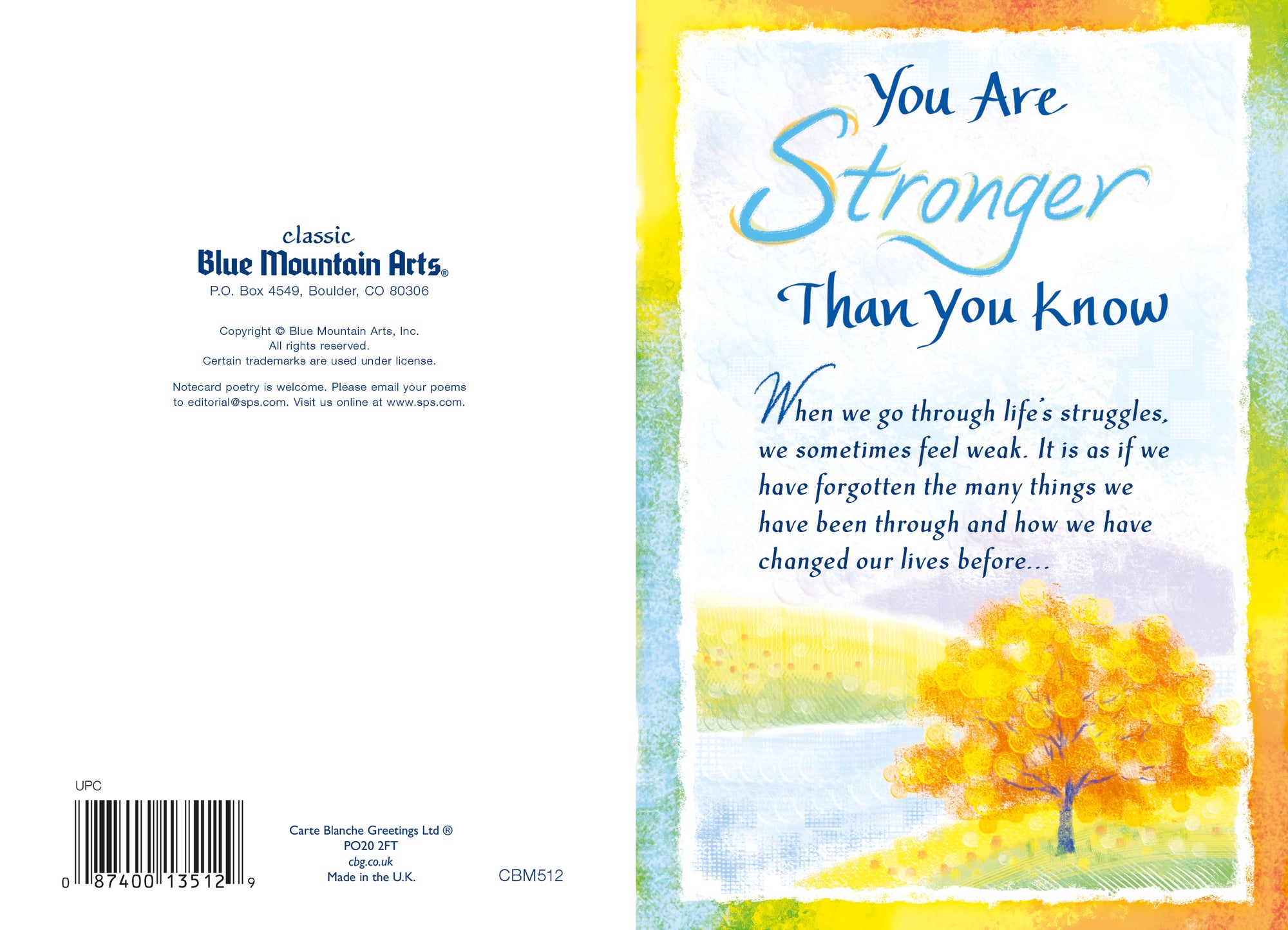 BMA -You are Stronger Than You Know - Sentimental Greeting Card - 5 x 7