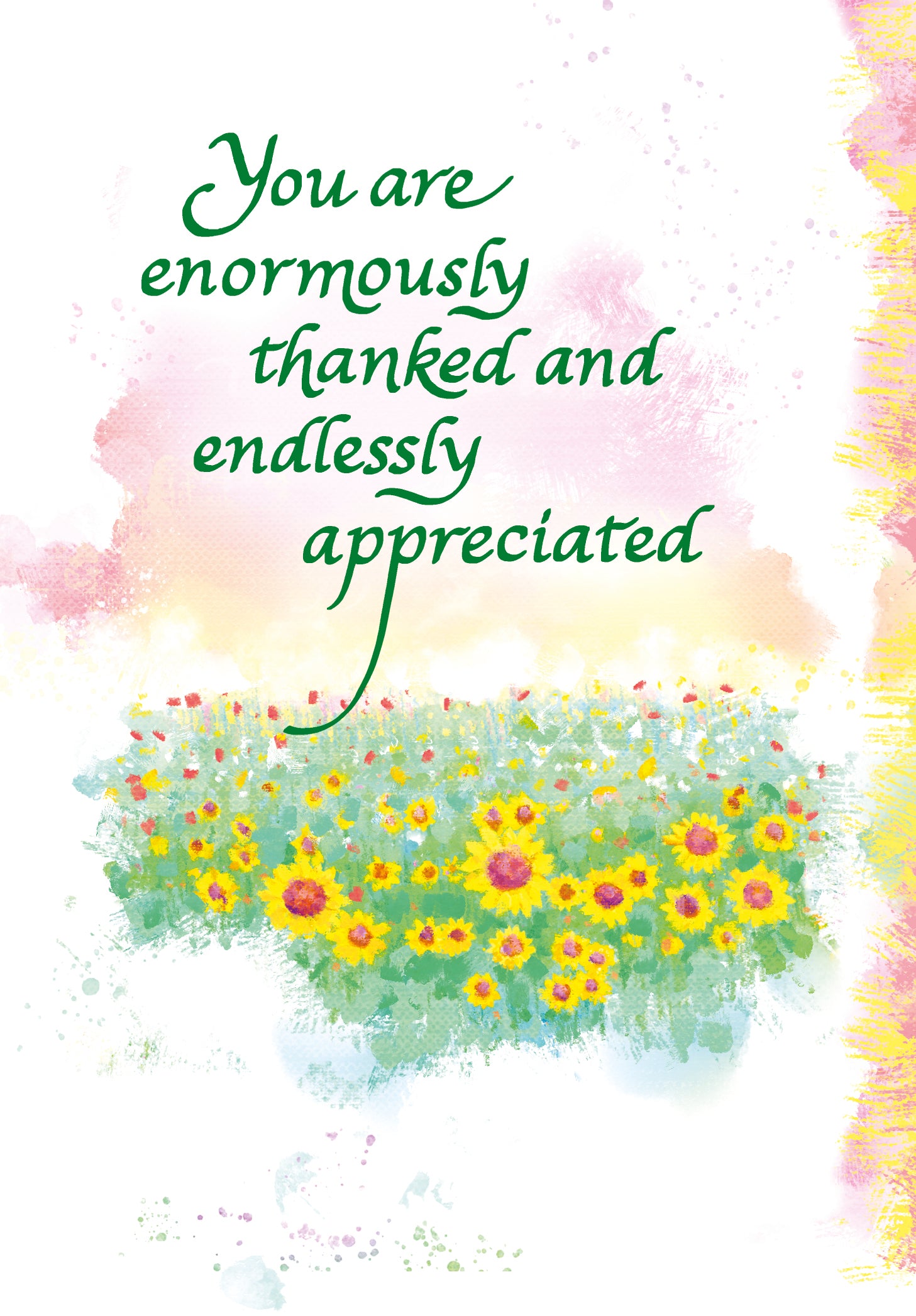 Luxury Fold Out Keepsake Thank You Card 'You Are Enormously Thanked' - Unique Expressive Art Card With Original Verse 5 x 7 Inches (12 x 17 Cms)