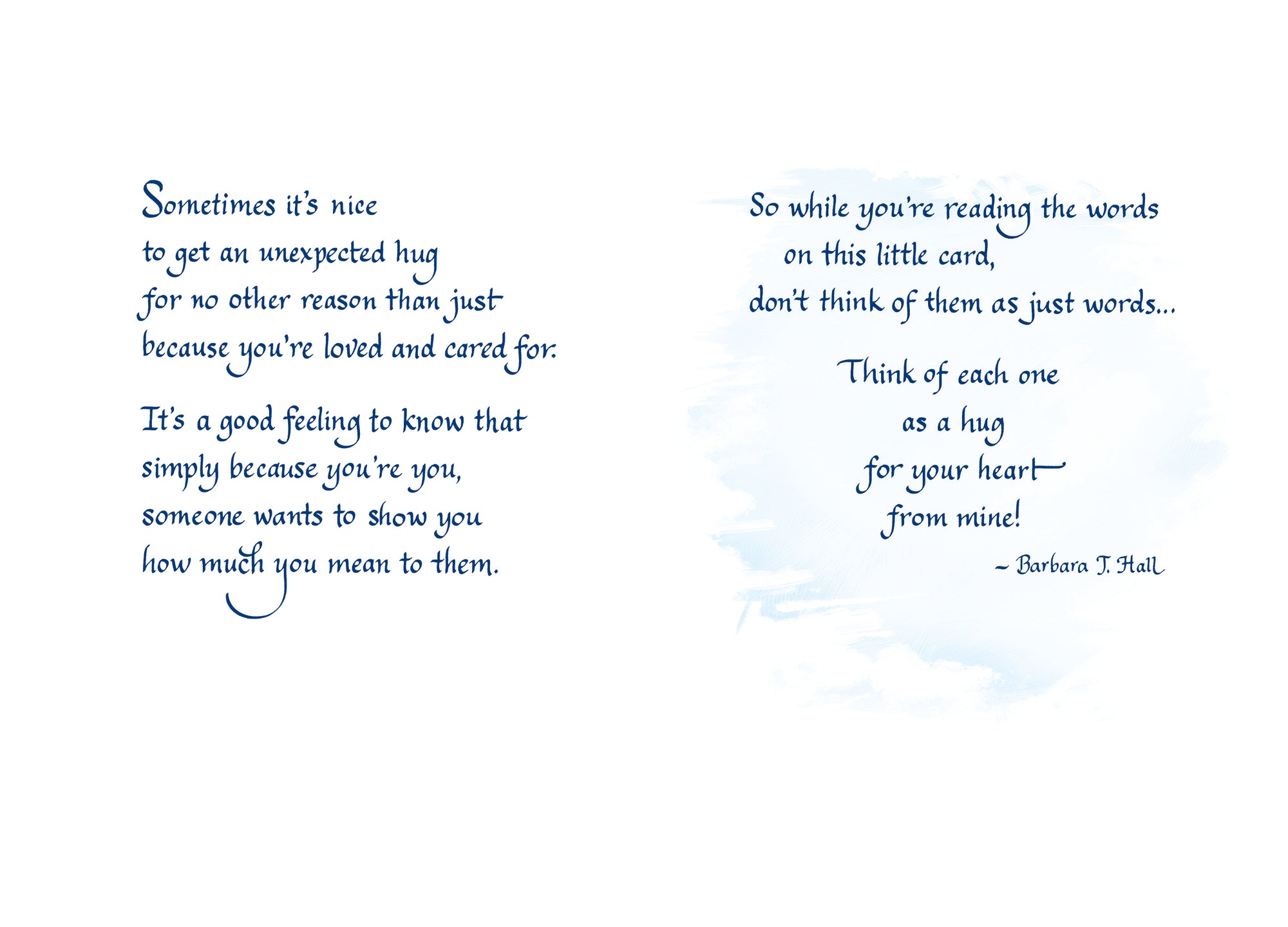 Luxury Fold Out Keepsake 'I'm Sending You A Hug Today' Thinking Of You Card - Unique Expressive Art Card With Original Verse 5 x 7 Inches (12 x 17 Cms)