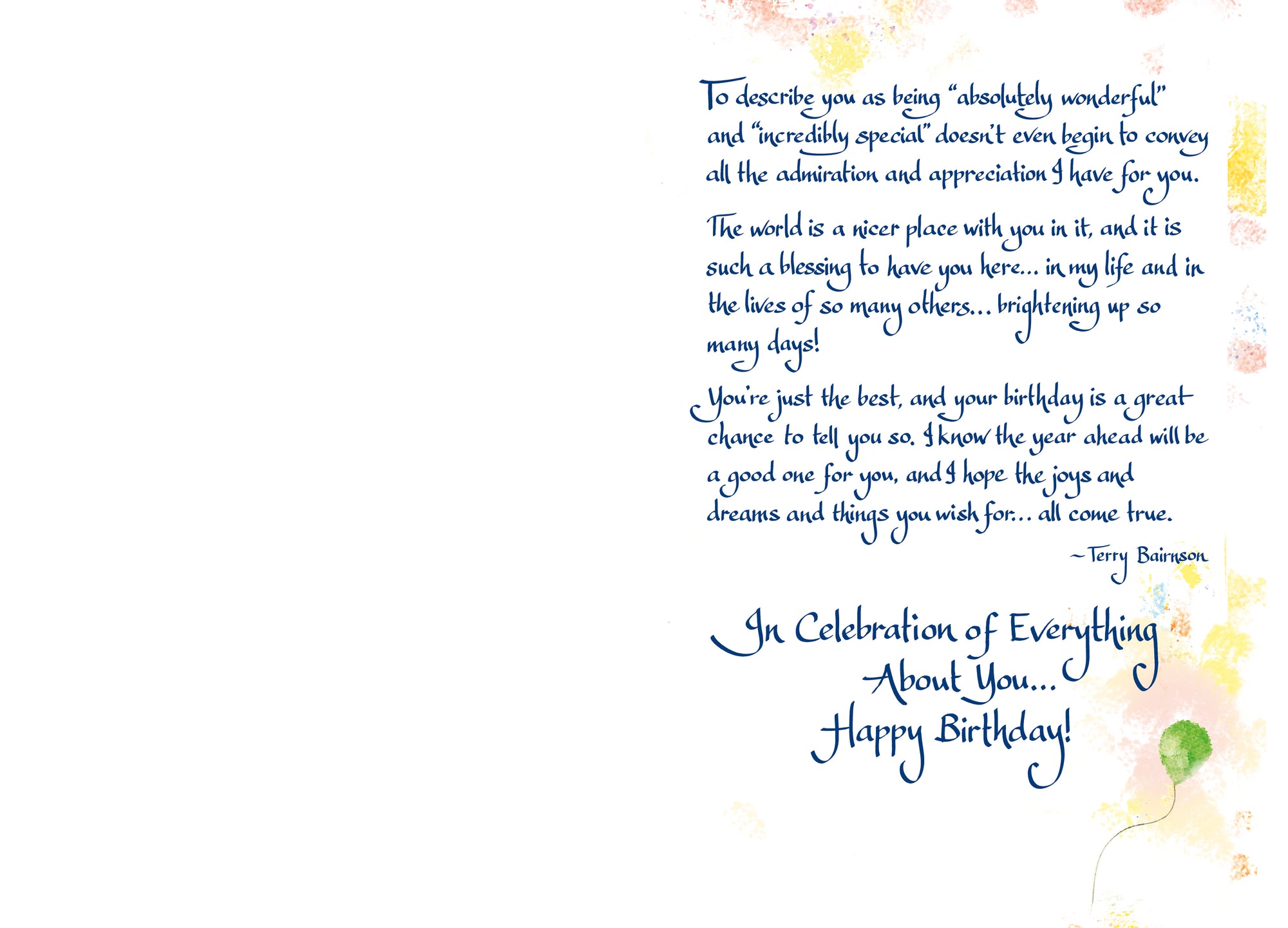 Luxury Fold Out Keepsake Birthday Greeting Card 'I Hope You Feel Enormously Appreciated' - Unique Expressive Art Card With Original Verse 5 x 7 Inches (12 x 17 Cms)