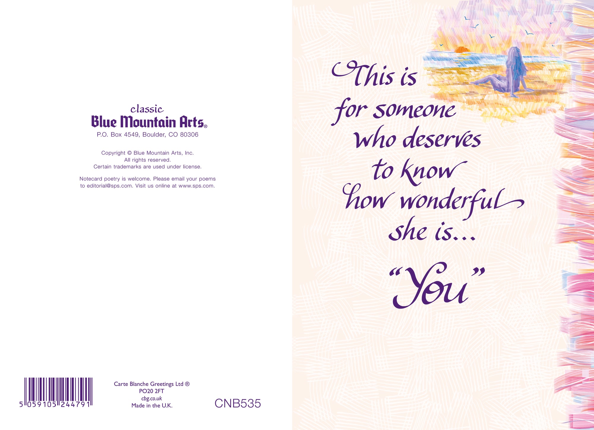 Luxury Fold Out Keepsake Greeting Card For Someone Wonderful - Unique Expressive Art Card With Original Verse 5 x 7 Inches (12 x 17 Cms)