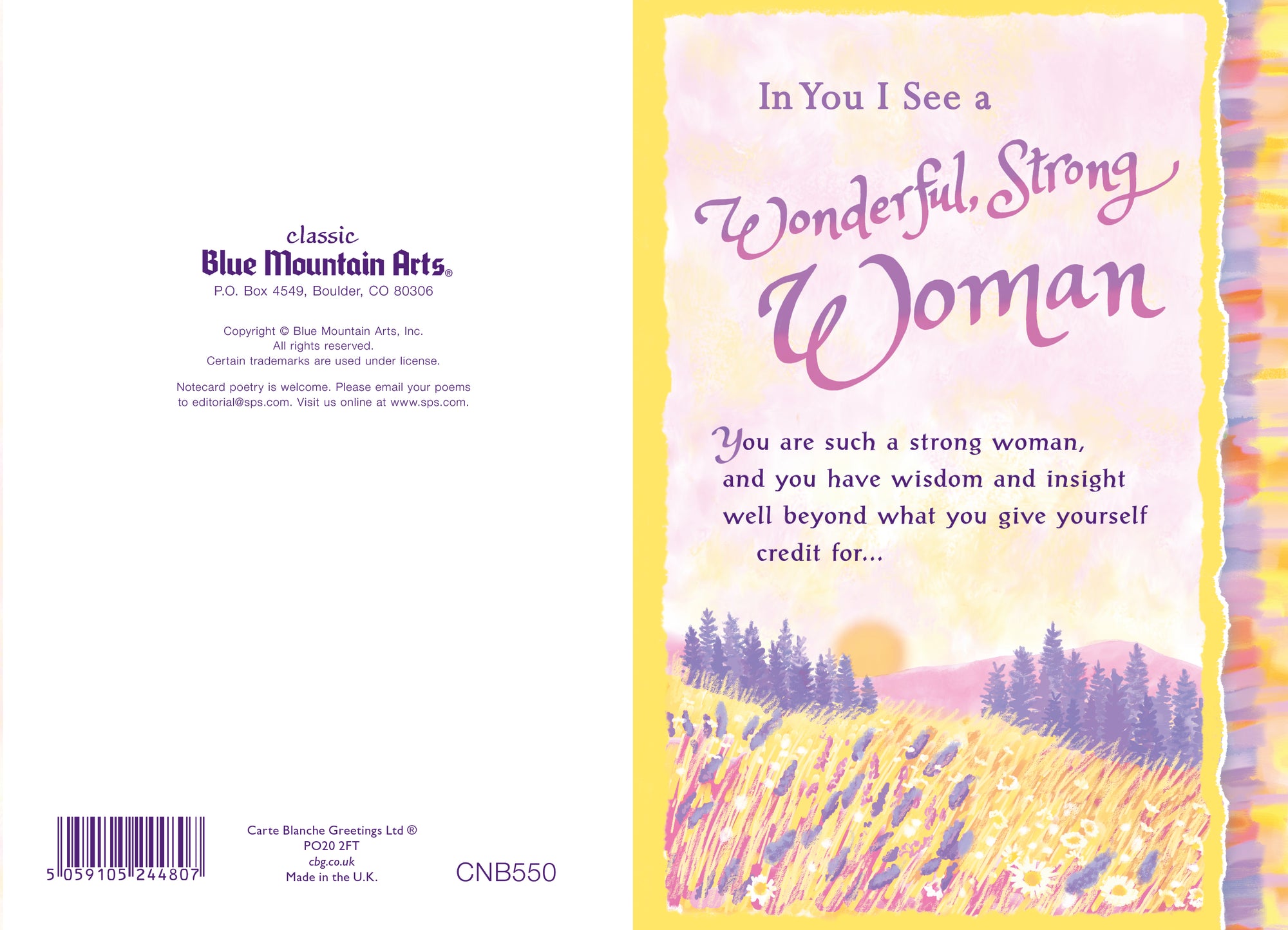 Luxury Fold Out Keepsake Greeting Card 'In You I See A Wonderful, Strong Woman' - Unique Expressive Art Card With Original Verse 5 x 7 Inches (12 x 17 Cms)