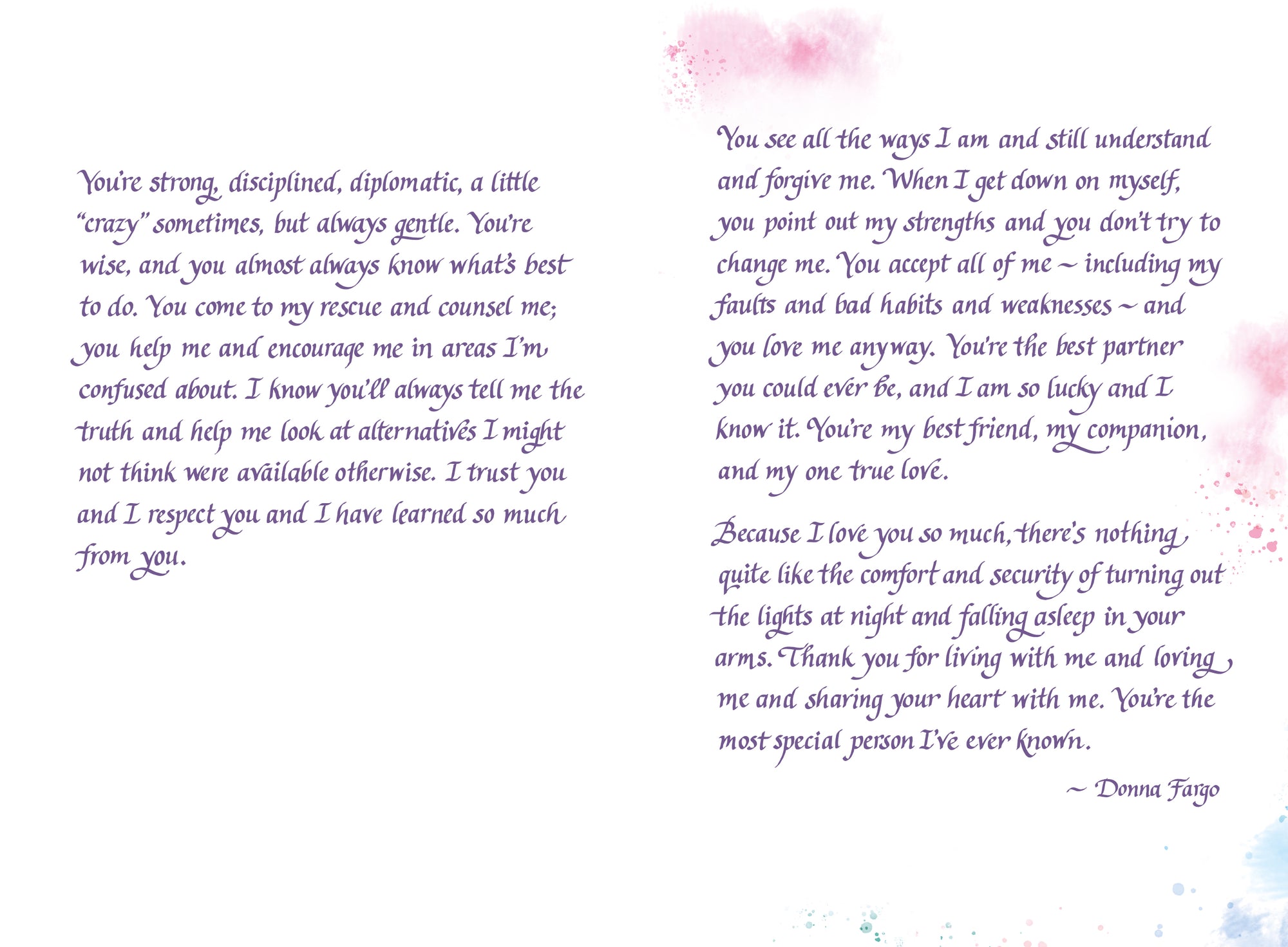 Luxury Fold Out Keepsake Greeting Card 'To The One I Love' - Unique Expressive Art Card With Original Verse 5 x 7 Inches (12 x 17 Cms)