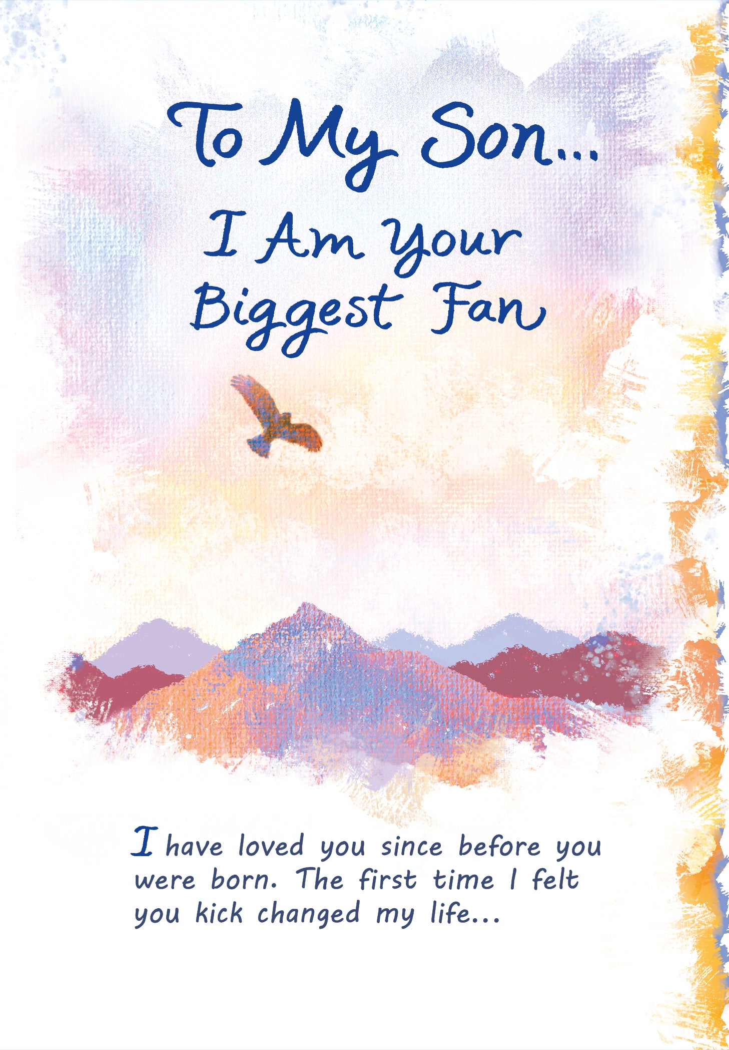 Luxury Fold Out Keepsake Greeting Card 'To My Son, I Am Your Biggest Fan' - Unique Expressive Art Card With Original Verse 5 x 7 Inches (12 x 17 Cms)
