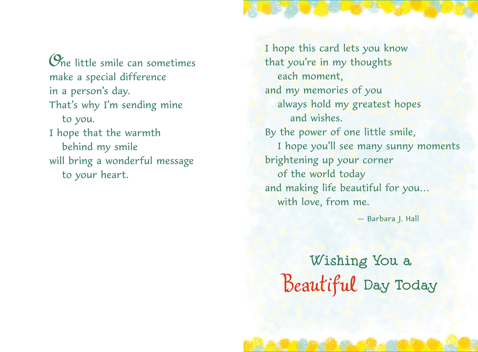 Luxury Fold Out Keepsake 'I'm Sending You A Little Smile' Uplifting Greeting Card - Unique Expressive Art Card With Original Verse 5 x 7 Inches (12 x 17 Cms)