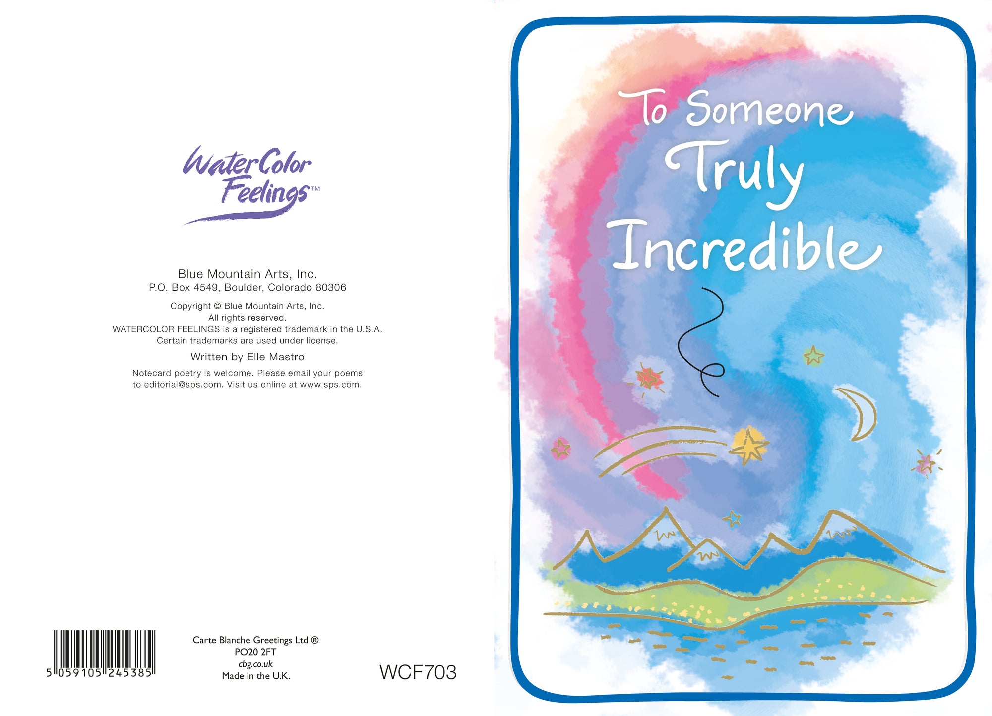 Uplifting Keepsake Fold Out Greeting Card 'To Someone Truly Incredible' - Unique Expressive Art Card With Original Verse 5 x 7 Inches (12 x 17 Cms)
