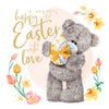 Me to You Tatty Teddy Happy Easter Card, with Spring Flowers and Tatty Teddy holding an Easter Egg 14 x 14cm - Official collection