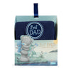 Navy socks with 'Best Dad' text in a Me to You bear gift set packaging.