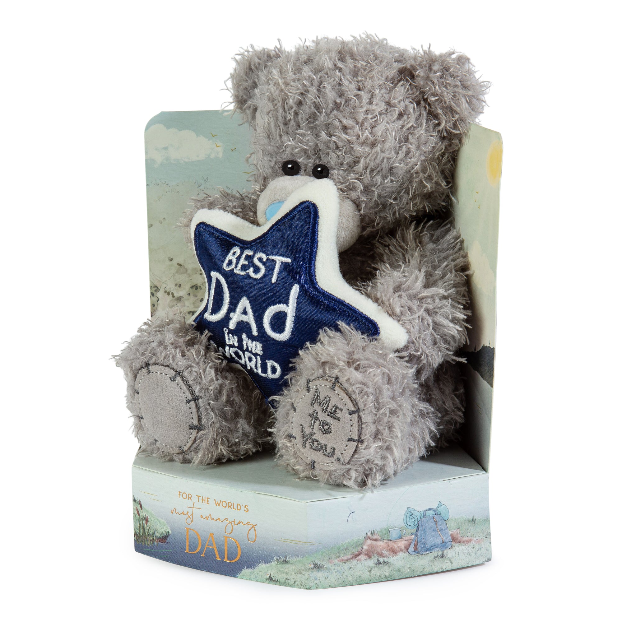 Me to You Tatty Teddy Plush 'Best Dad In The World' Bear On A Gift Plinth For Father's Day Or Birthday - Official Collection