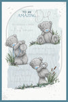 Me to You Tatty Teddy Father's Day Greeting Card, Tatty Teddy , With Storyboard illustrations, Number 1 Medal and Heart Gesture, 6 x 9 Inches - Official Collection