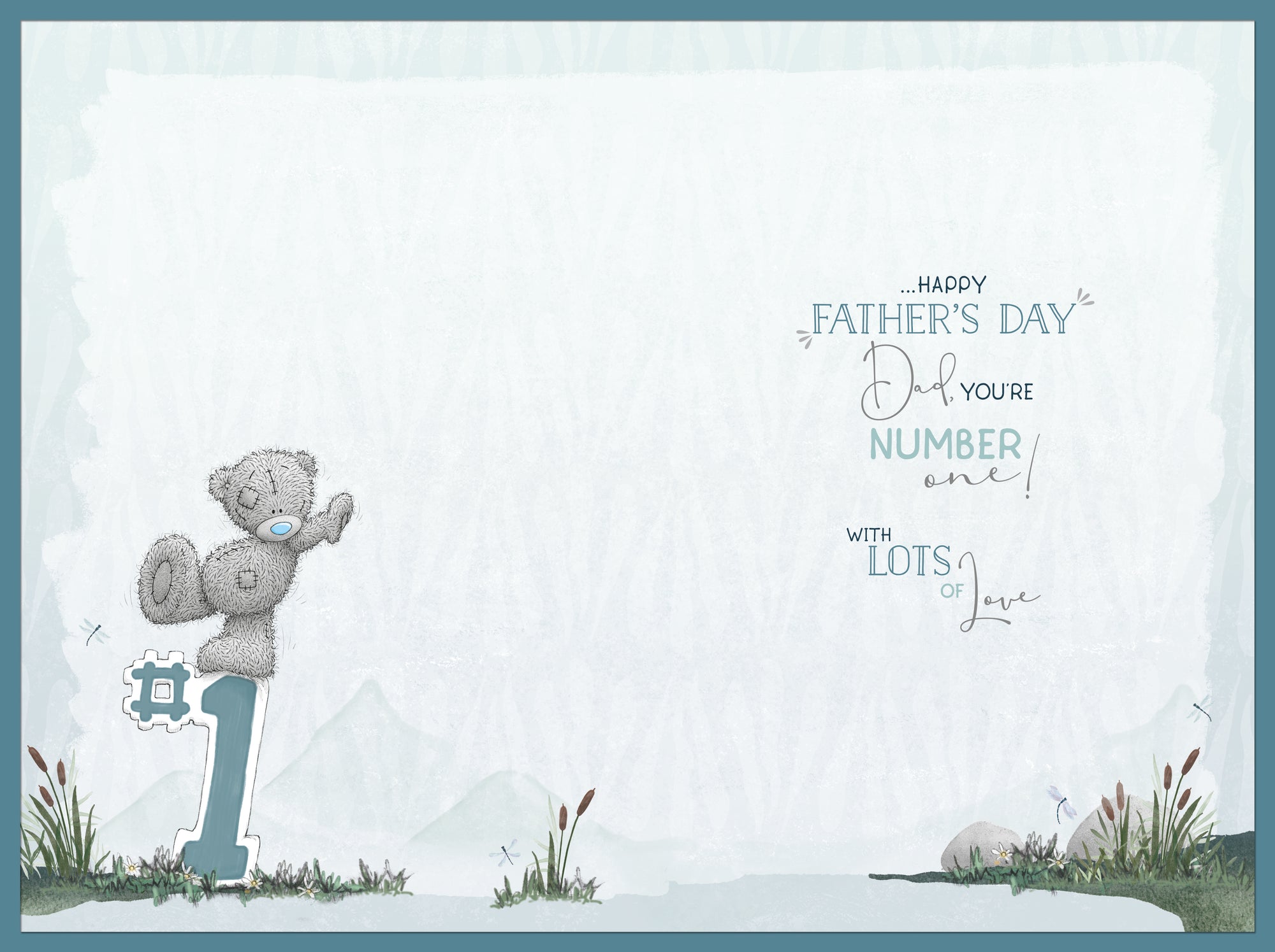 Me to You Tatty Teddy Father's Day Greeting Card, Tatty Teddy , With Storyboard illustrations, Number 1 Medal and Heart Gesture, 6 x 9 Inches - Official Collection