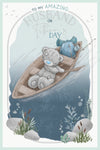 Me to You Tatty Teddy To My Husband Father's Day Greeting Card, Tatty Teddy Bear Paddling In Canoe, 6x9 Inches - Official Collection