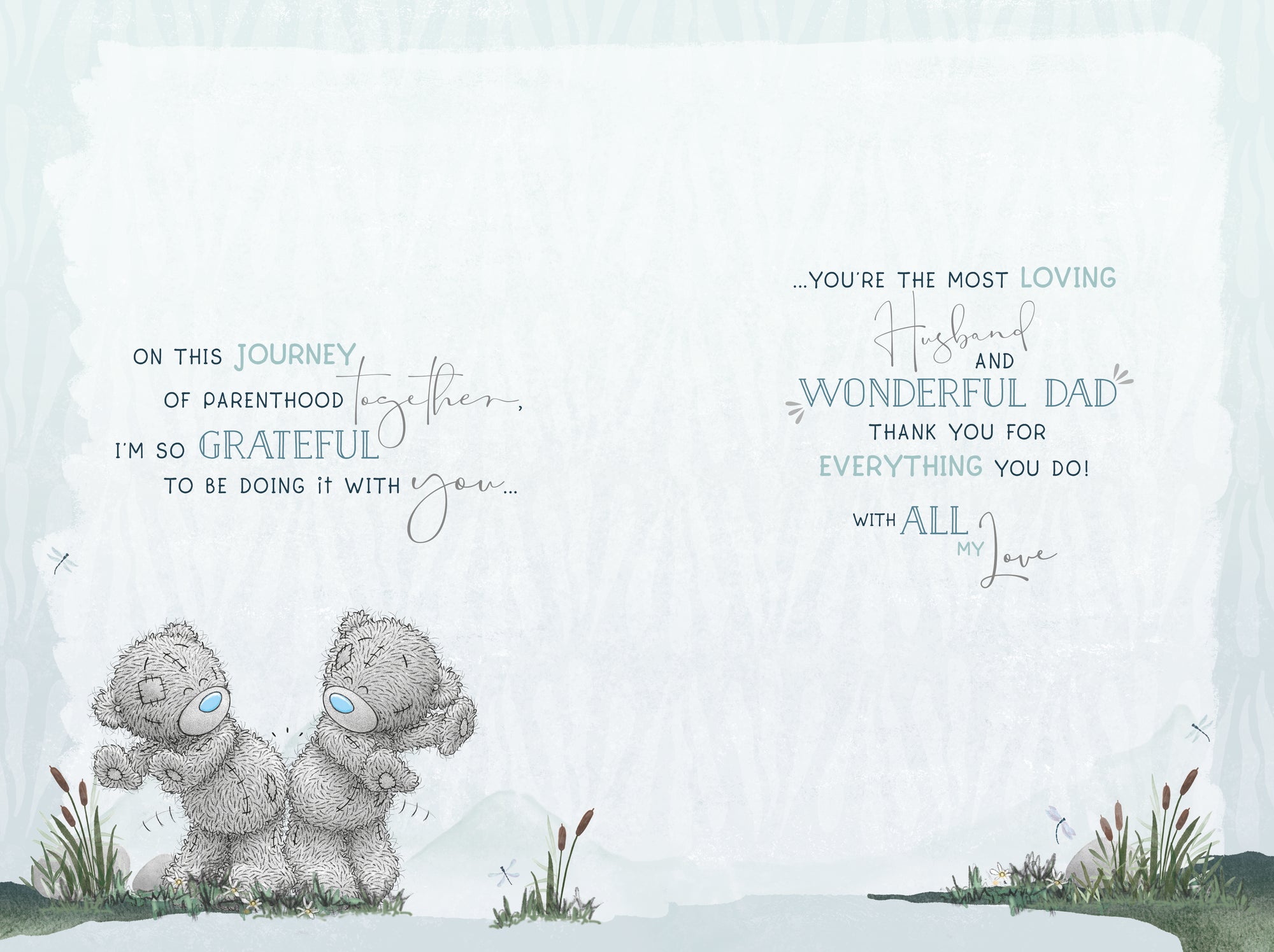 Me to You Tatty Teddy To My Husband Father's Day Greeting Card, Tatty Teddy Bear Paddling In Canoe, 6x9 Inches - Official Collection