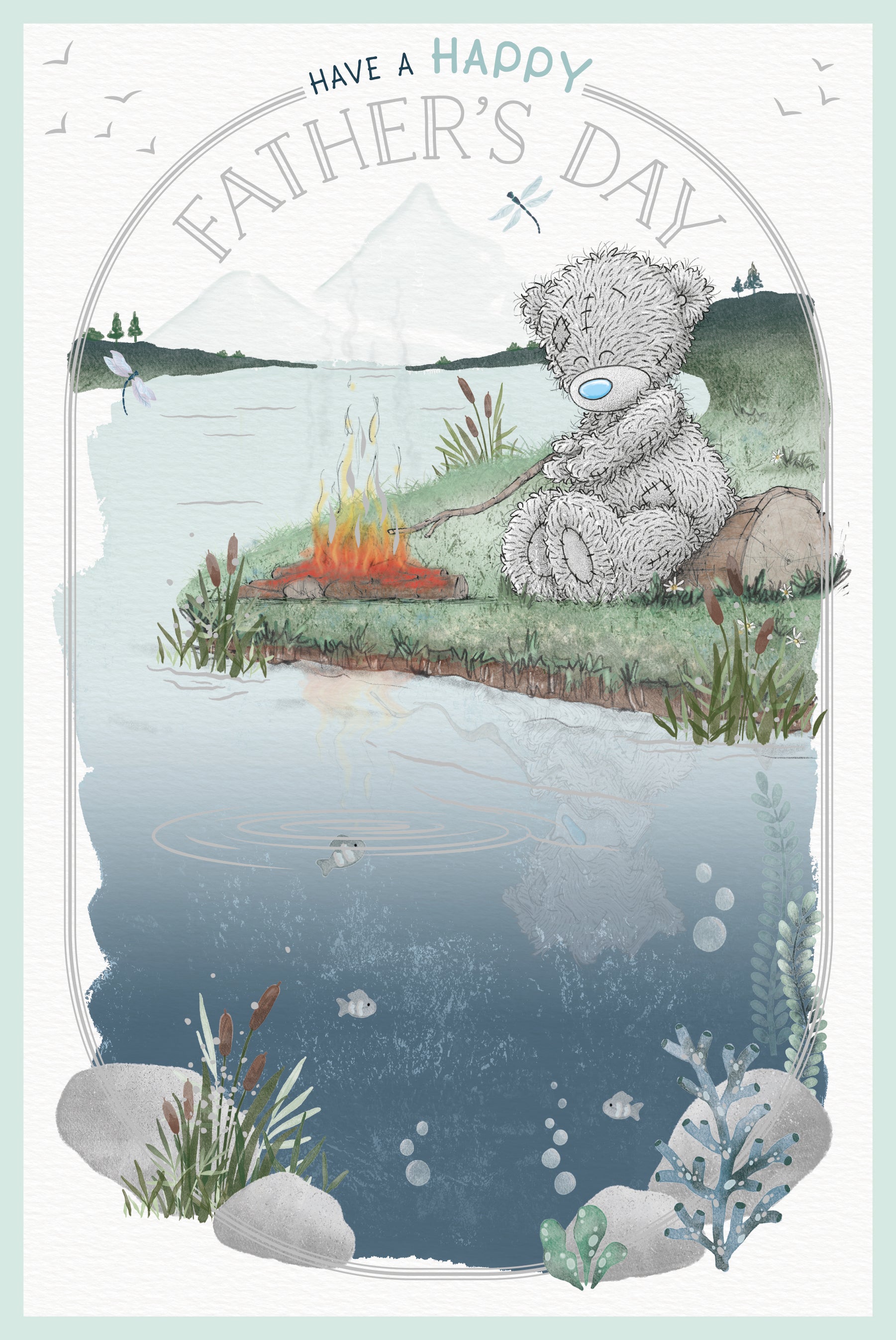 Me to You Tatty Teddy Happy Father's Day Greeting Card, Tatty Teddy Bear By Campfire, 6 x 9 Inches - Official Collection
