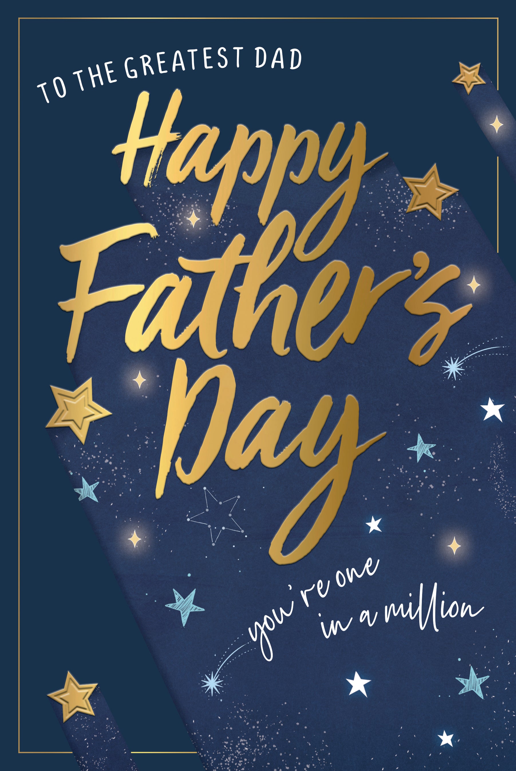 Father's Day card with stars and text on a blue background