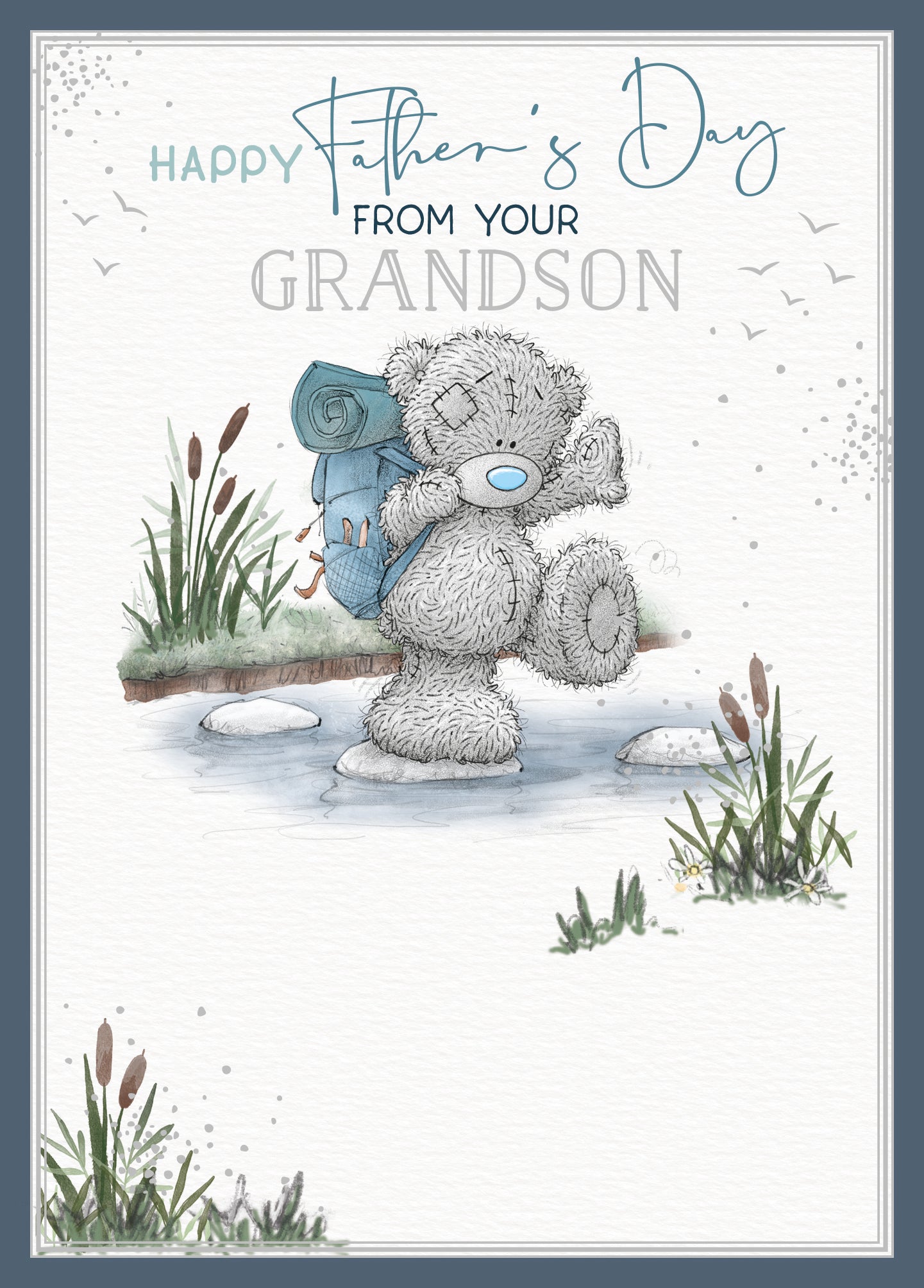 Me To You Tatty Teddy From Your Grandson Card on Father's Day, for Grandad, Tatty Teddy On Stepping Stones, 5 x 7 inches