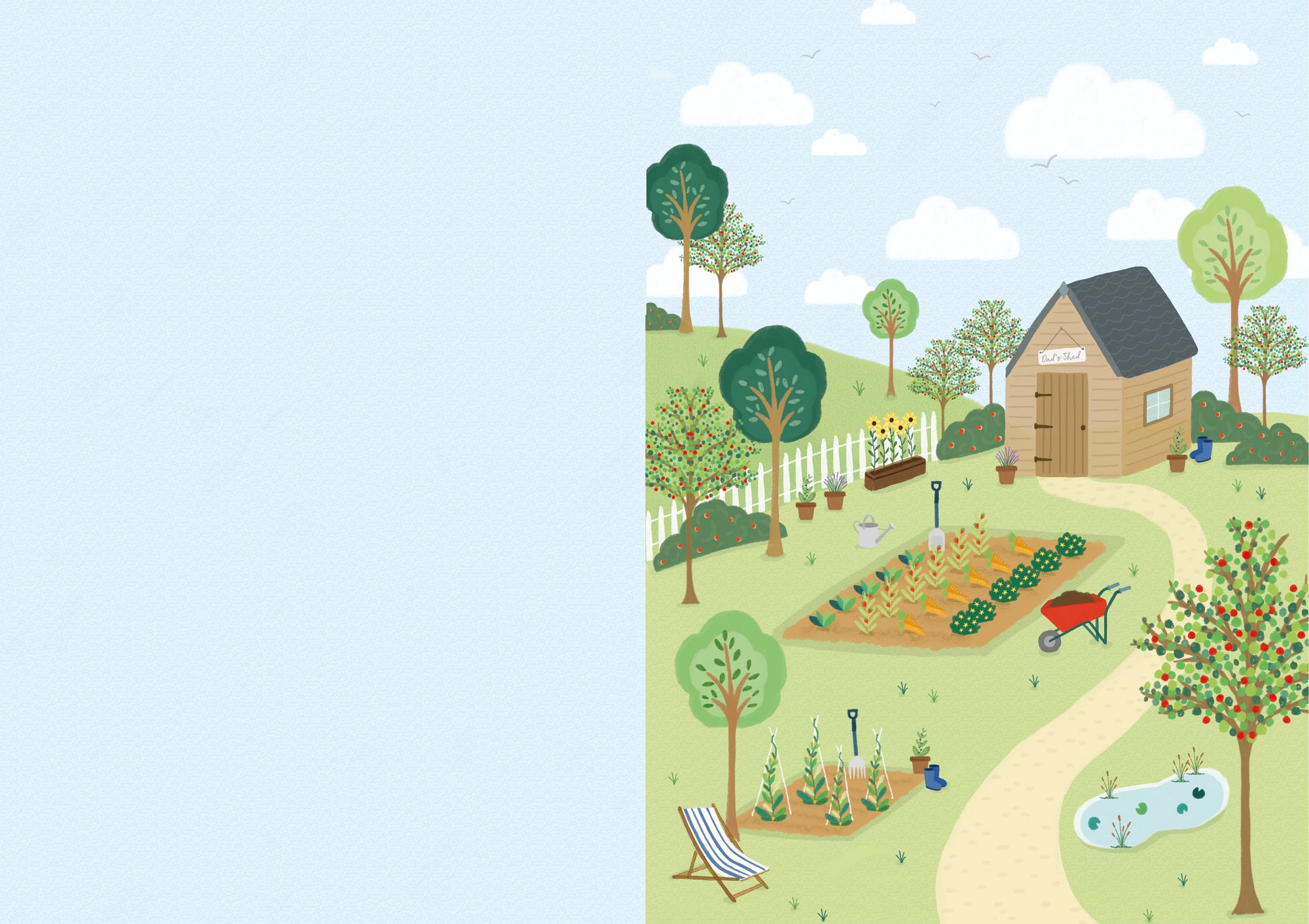 Wishing Well 'Sit Back & Relax' Garden Scene Father's Day Card 7x10