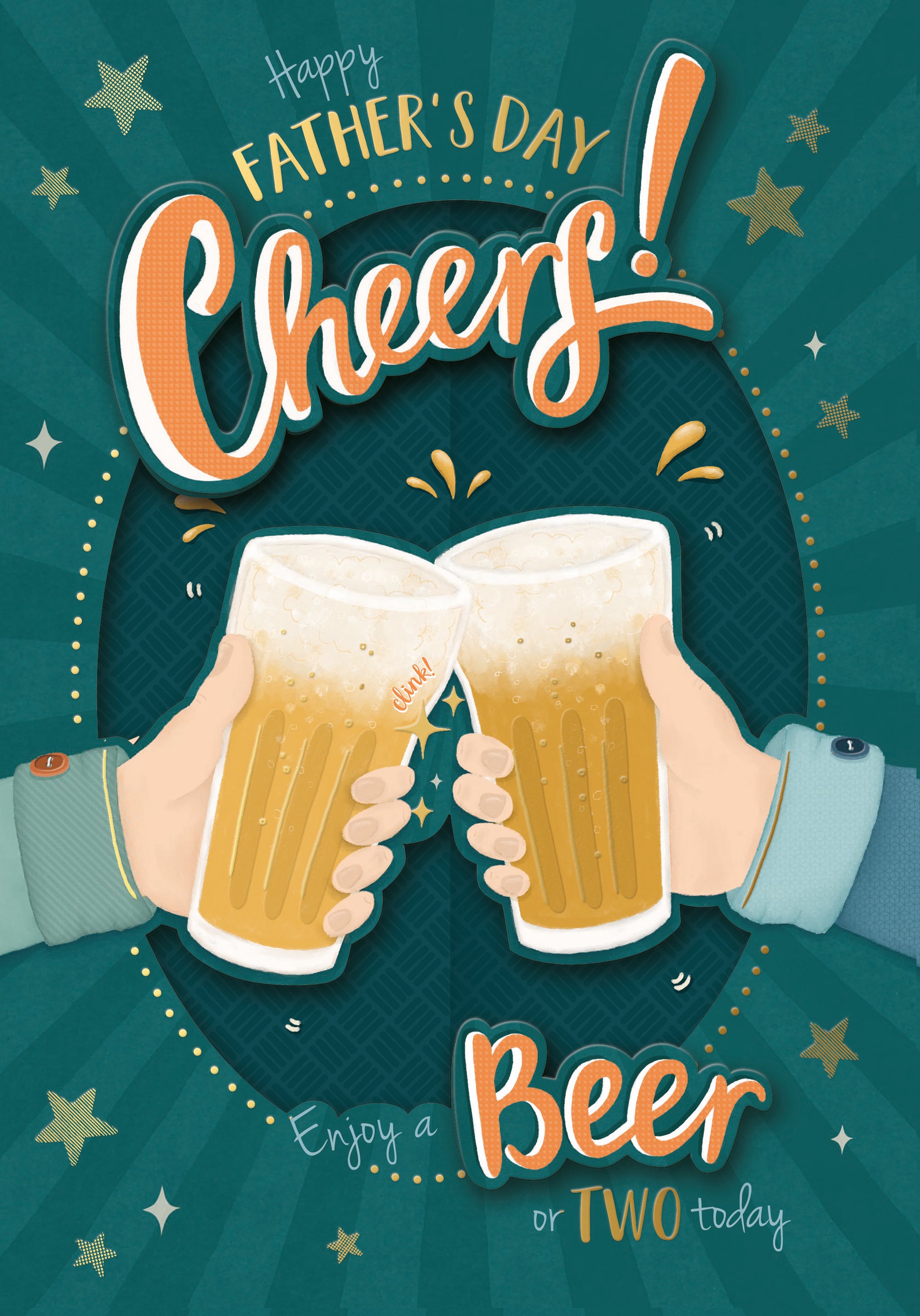 Wishing Well Fold Out Cheers Beer Father's Day Card, for Dad 7 x 10 inches