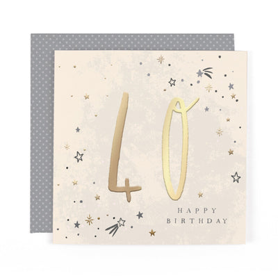 White Cotton Cards Geburtstagskarte – Handgemacht Zum 40. Mit Glitzer & Strass