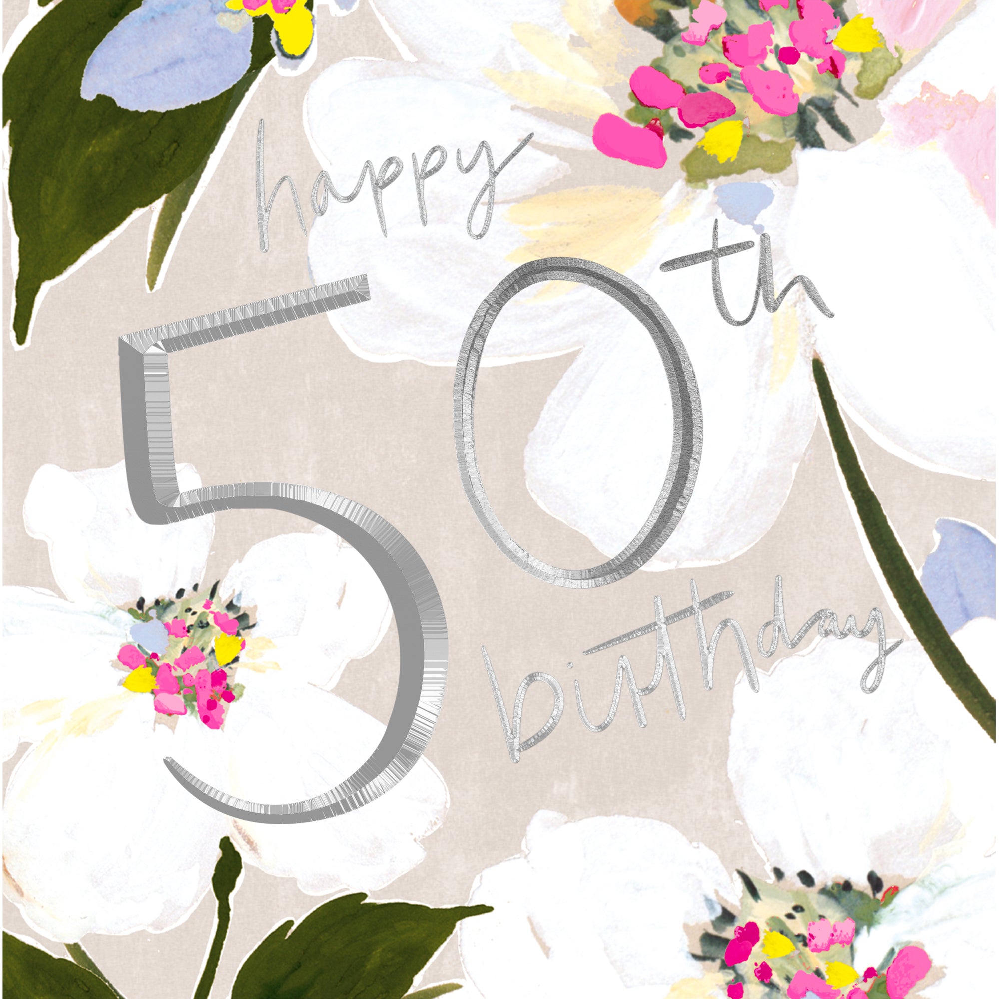 Hotchpotch Luxury Foiled 50th Birthday Greetings Card - Contemporary Design, 6 X 6  Inches