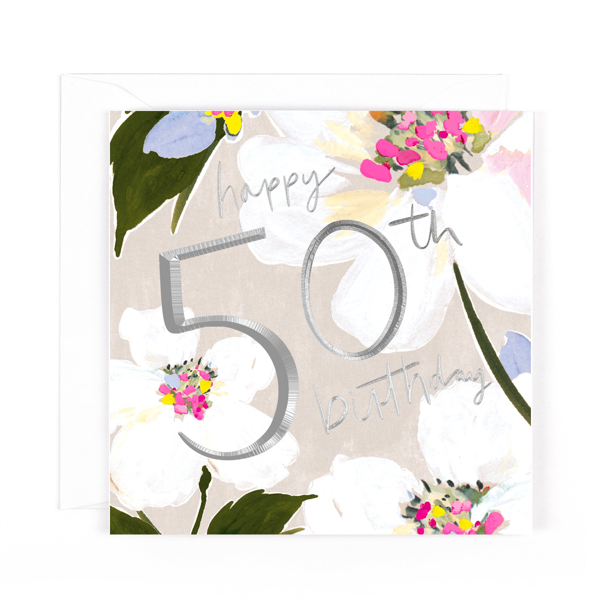 Hotchpotch Luxury Foiled 50th Birthday Greetings Card - Contemporary Design, 6 X 6  Inches