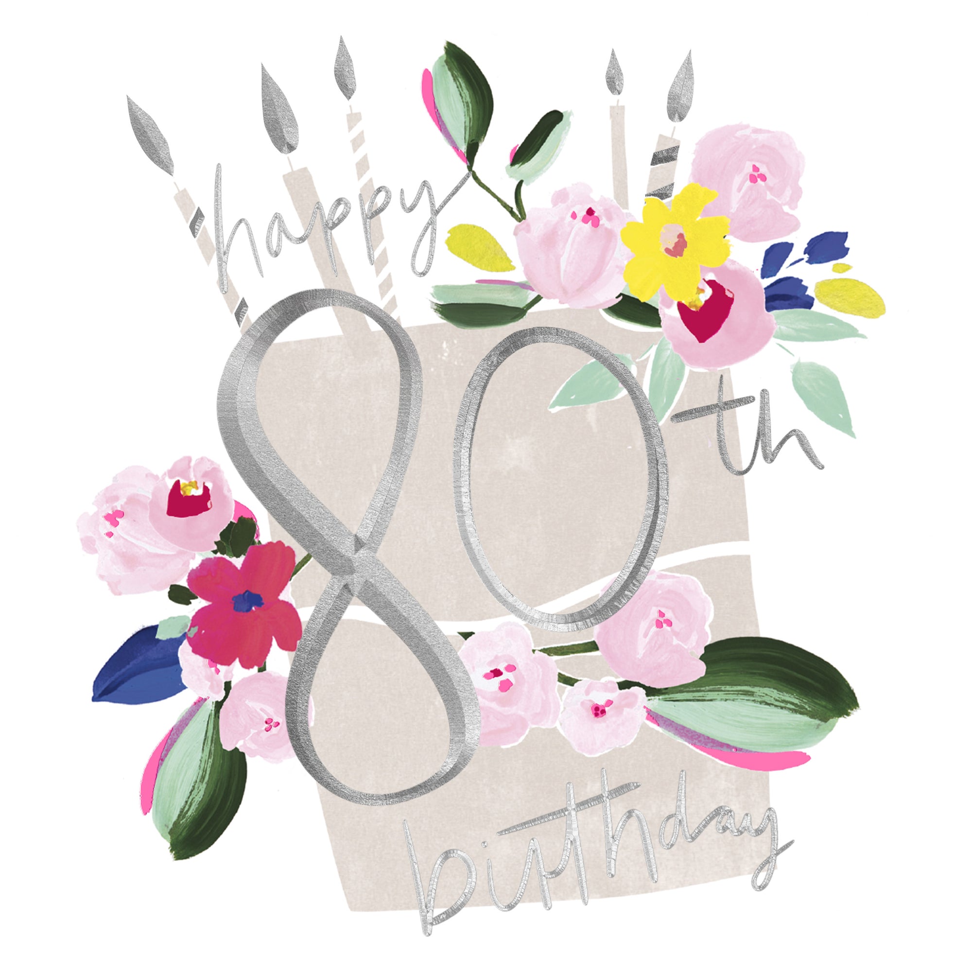 Hotchpotch Luxury Foiled 80th Birthday Greetings Card - Contemporary Design, 6 X 6 Inches
