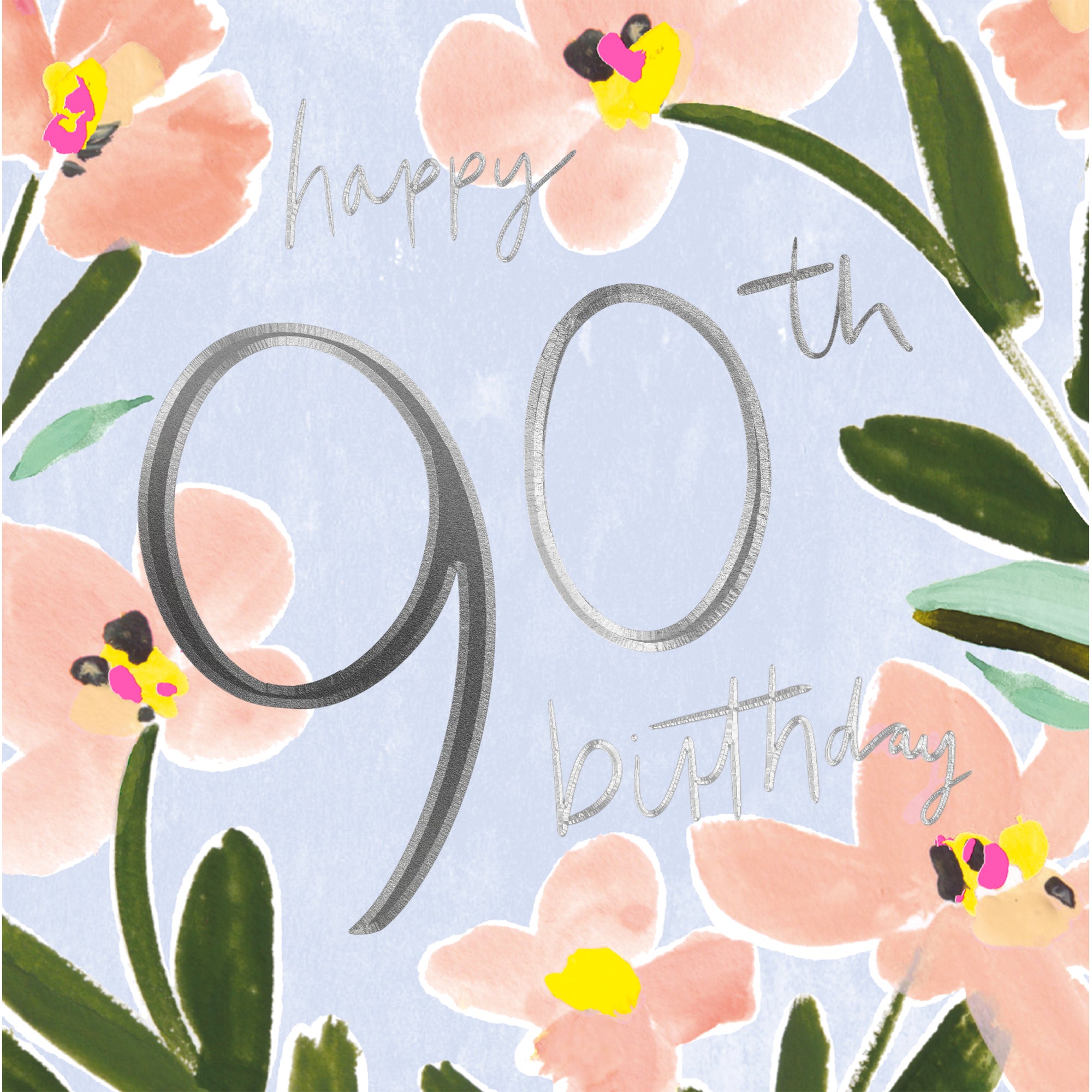 Hotchpotch Luxury Foiled 90th Birthday Greetings Card - Contemporary Design, 6 X 6  Inches