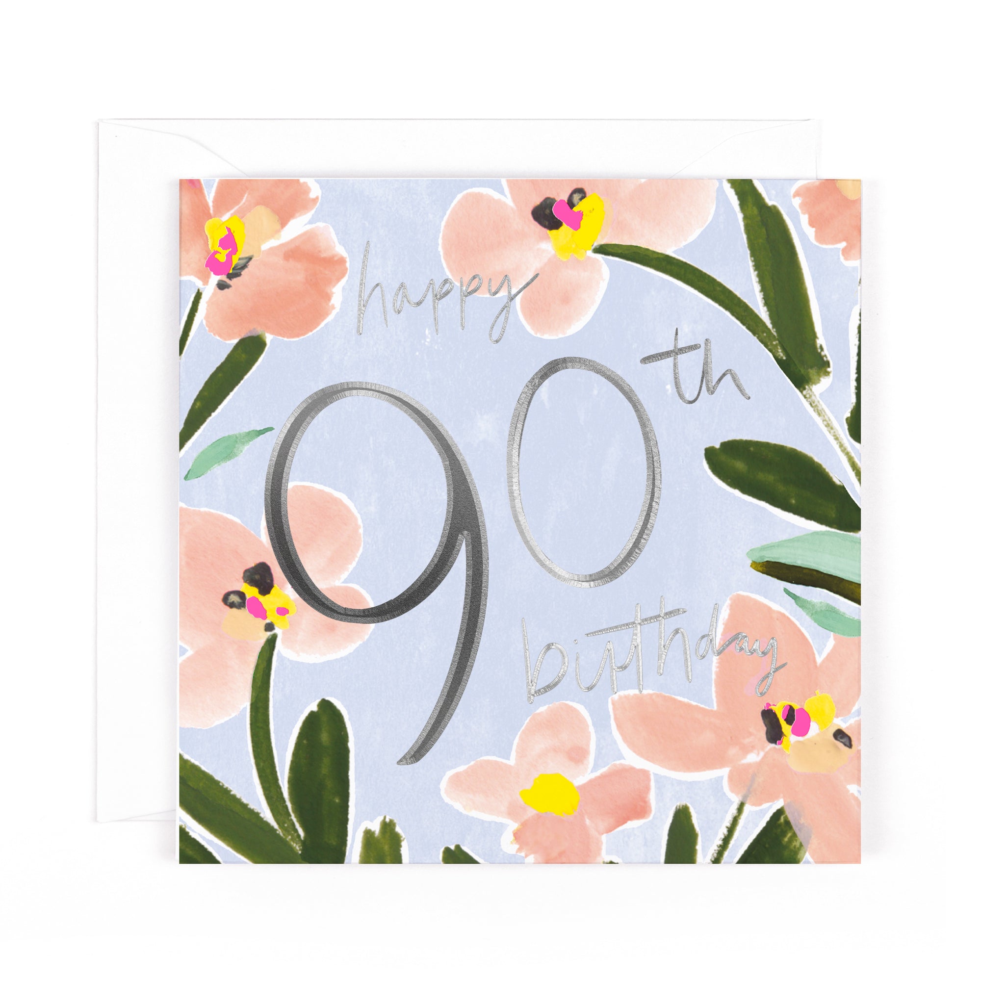 Hotchpotch Luxury Foiled 90th Birthday Greetings Card - Contemporary Design, 6 X 6  Inches
