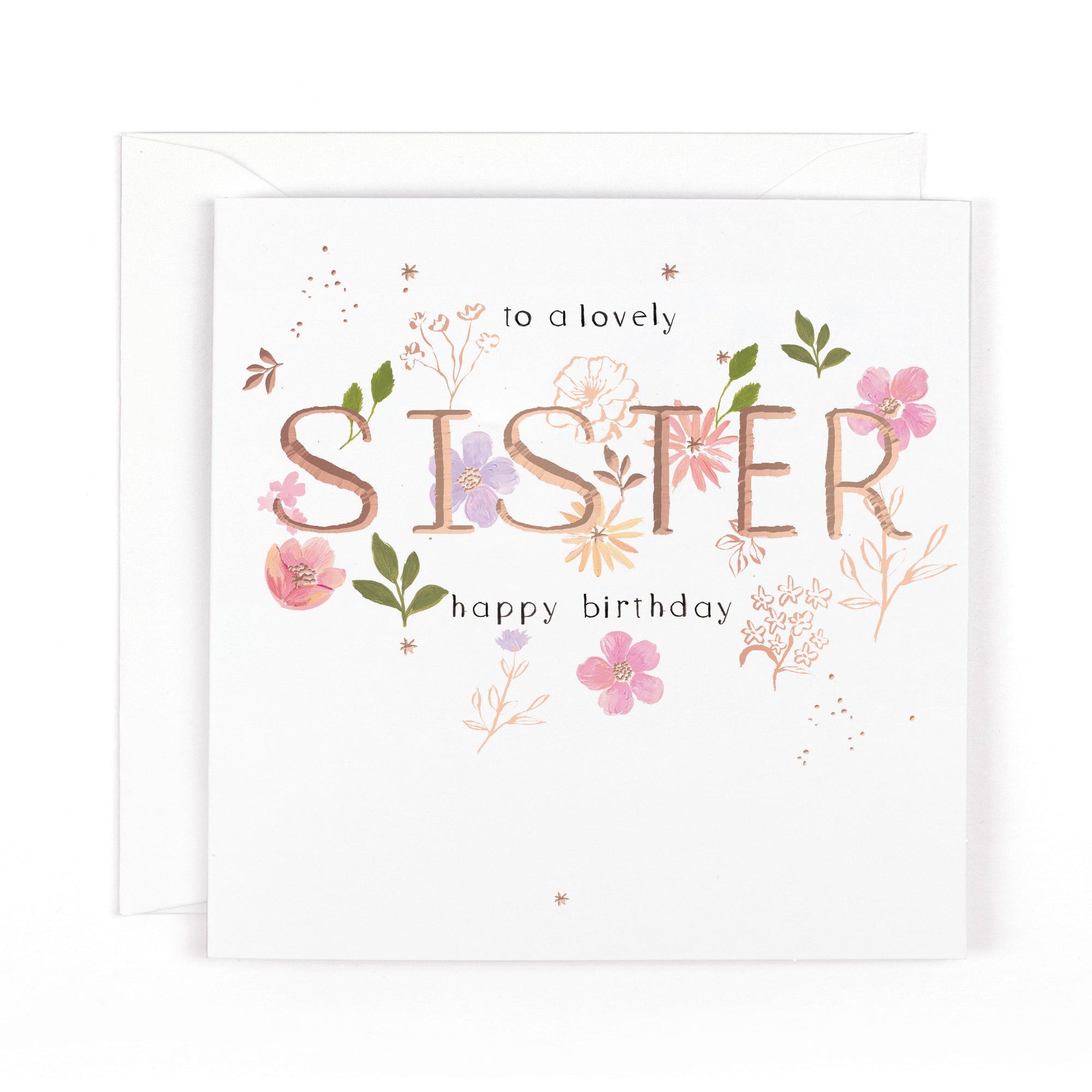 Hotchpotch Luxury Foiled Lovely Sister Birthday Card - Contemporary Design, 6 X 6 Inches