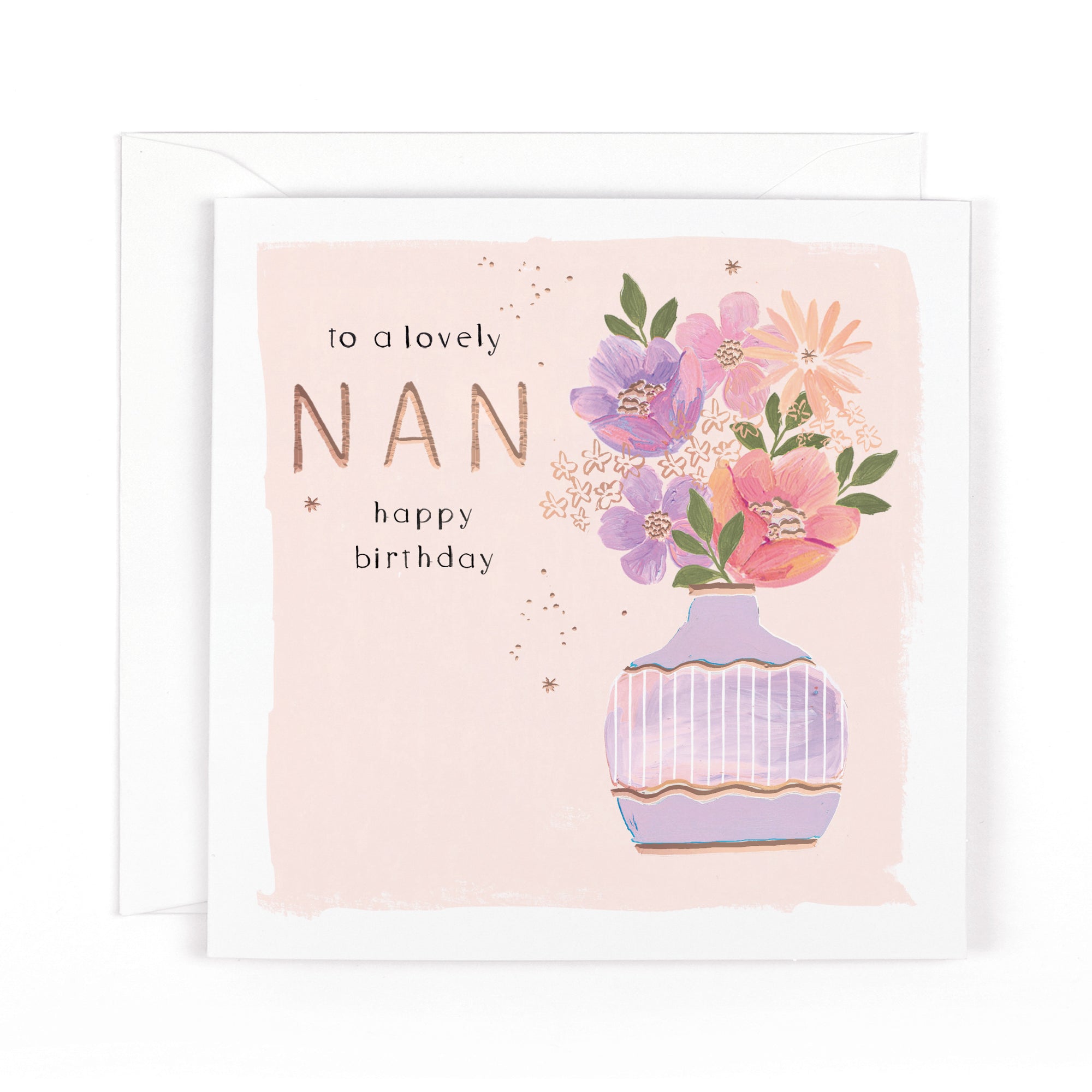 Hotchpotch Luxury Foiled Lovely Nan Birthday Card - Contemporary Design, 6 X 6 Inches