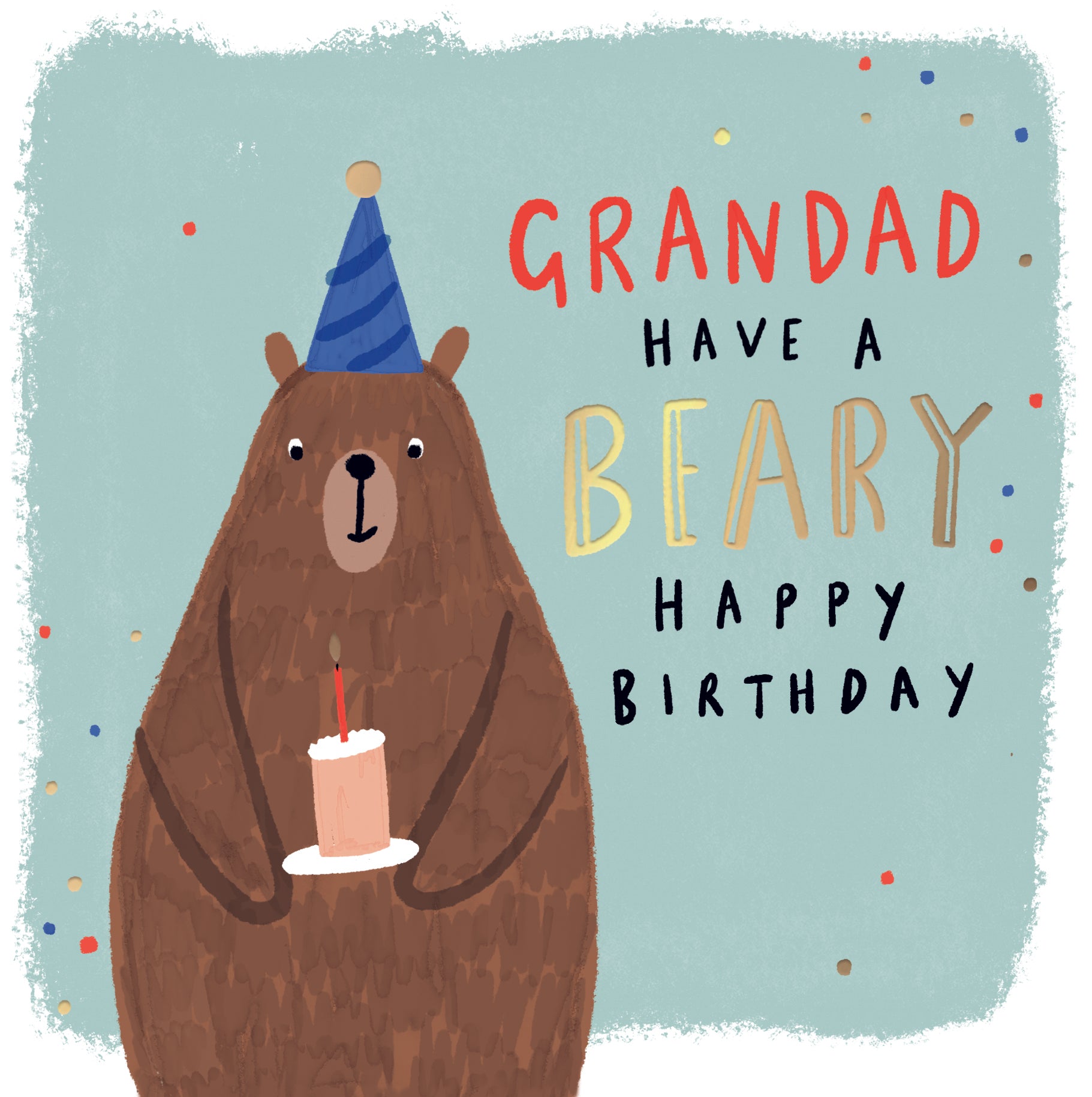 Fun Birthday Card For Grandad With Luxury Foil Detail - Contemporary Greeting Card, Cobalt Range by Hotchpotch London 6 x 6