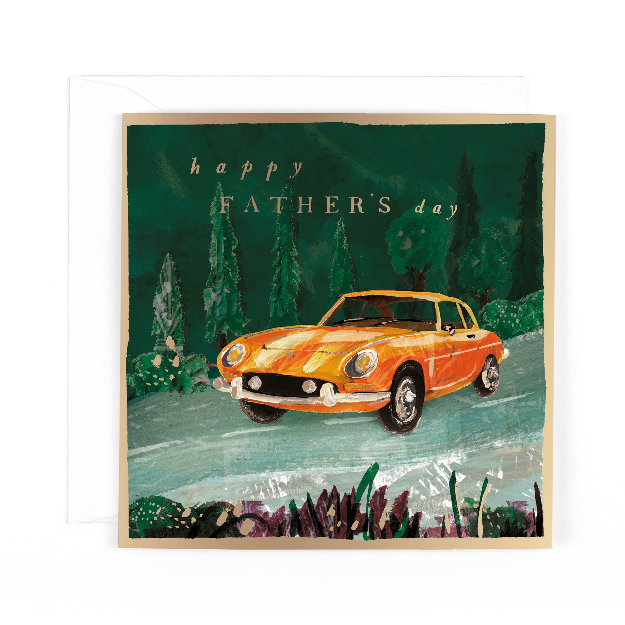 Hotchpotch Premium Fine Art Classic Car Scene Father's Day Card, 6 x 6 inches