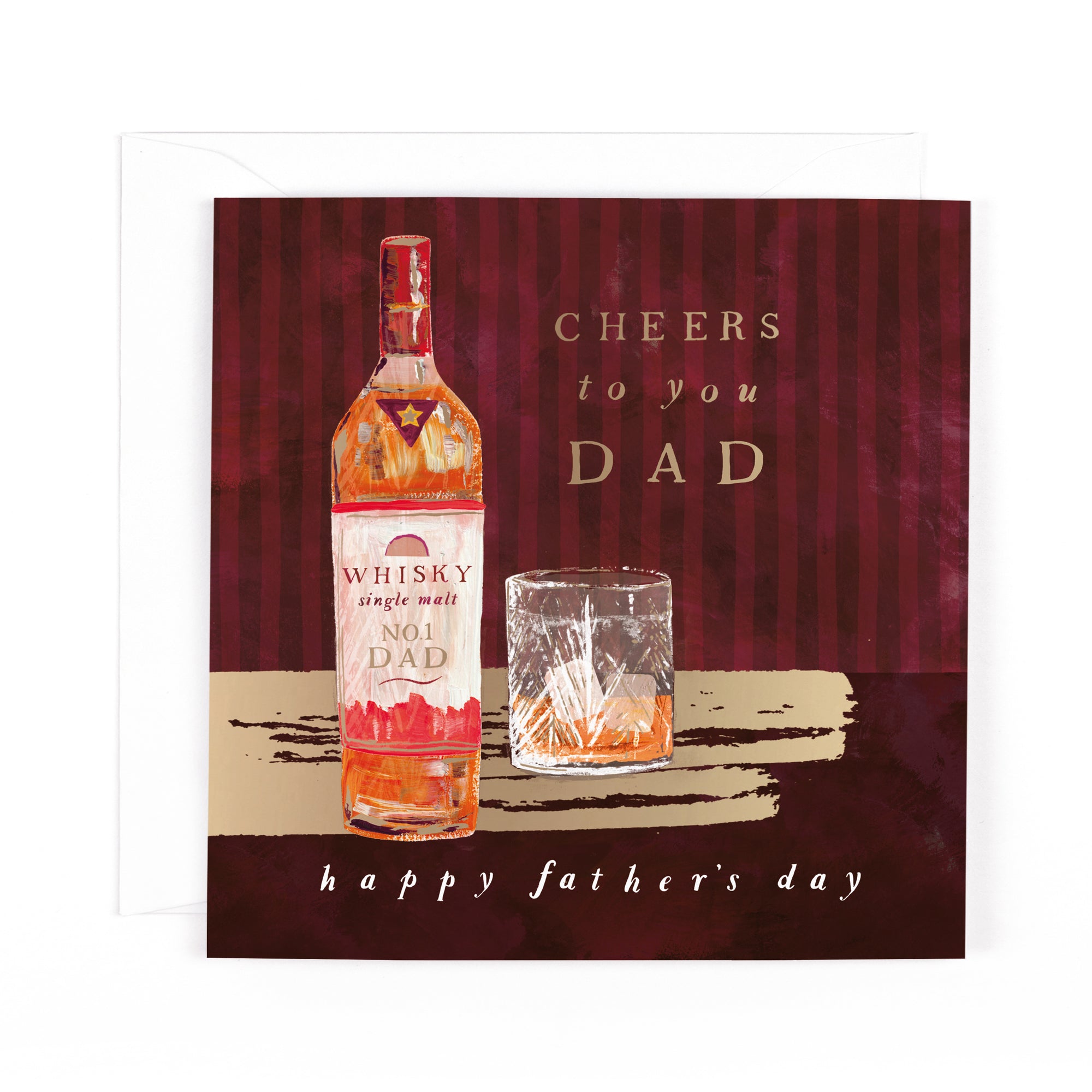Hotchpotch Country Club Premium Fine Art, No 1 Dad Whisky Father's Day Card, 6 x 6 Inches