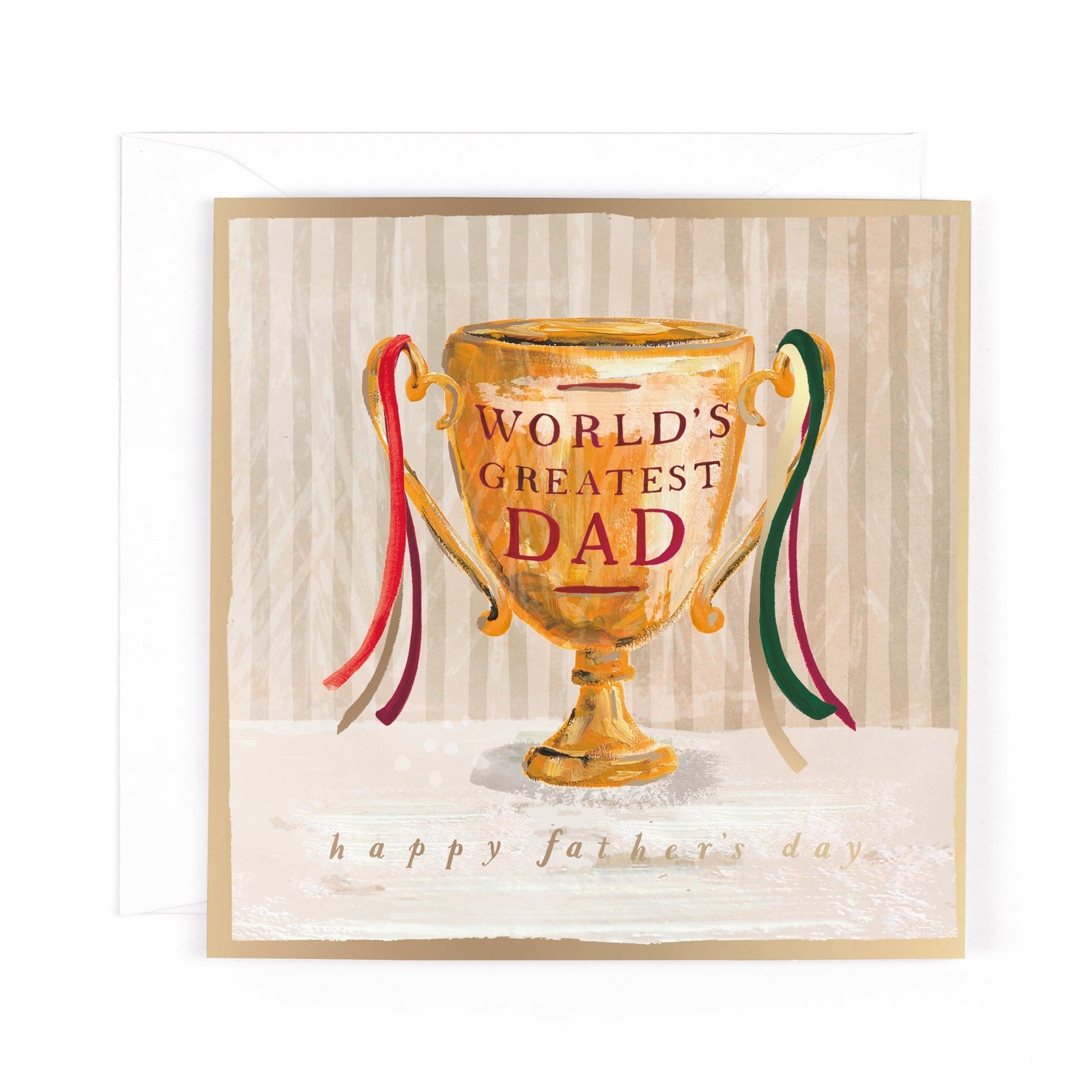 Hotchpotch Country Club Premium Fine Art, World's Greatest Dad Trophy Card for Father's Day, 6 x 6 Inches