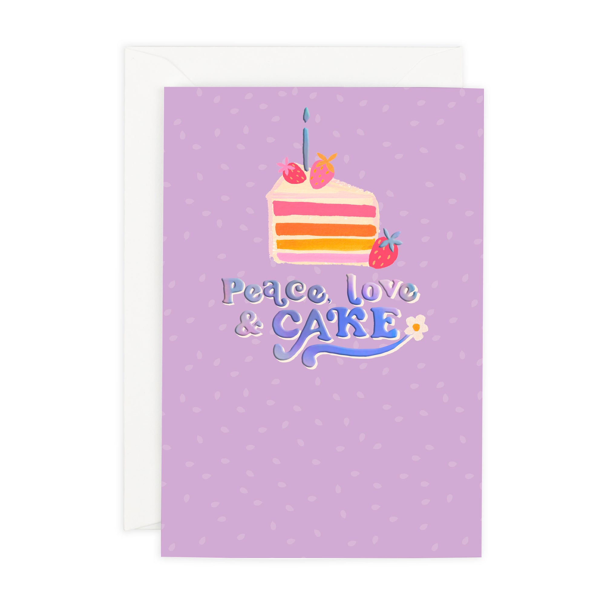 Peace, Love & Cake Greetings Card From The Funky Town Collection by Hotchpotch London