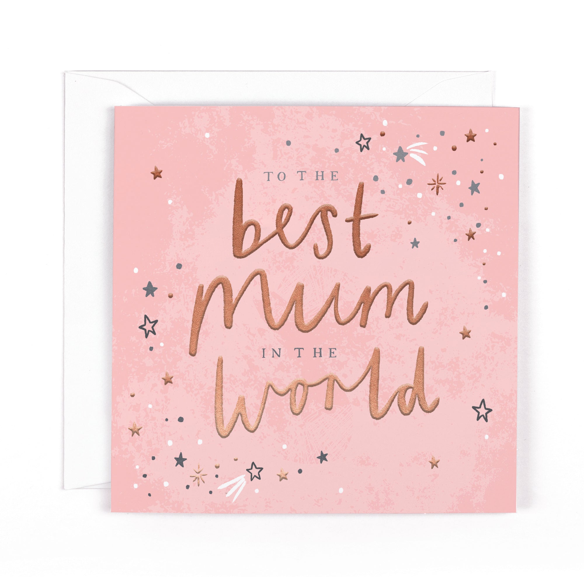 Contemporary Foiled Mother's Day Card For Best Mum In The World - Anise Greeting Card by Hotchpotch London Size 6 x 6 inches