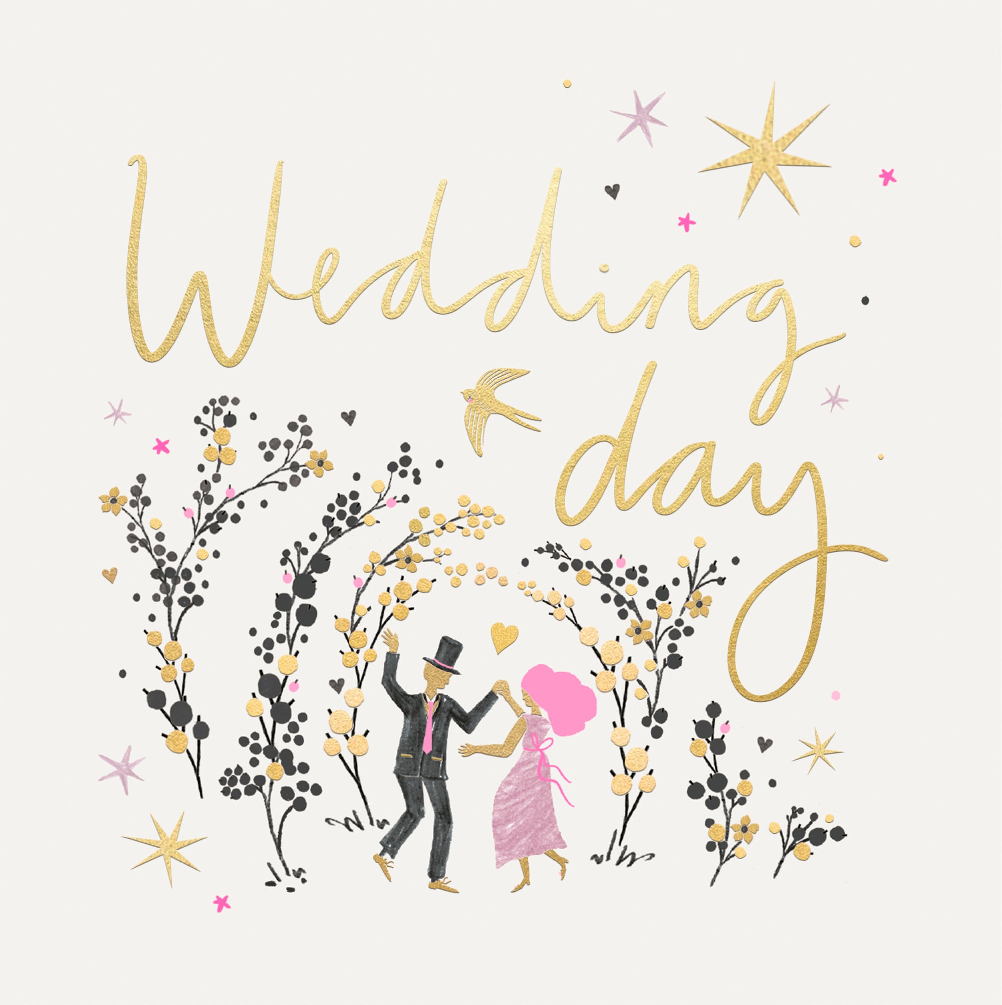 Hotchpotch Wedding Day Luxury Foiled Greetings Card, 6 X 6 Inches