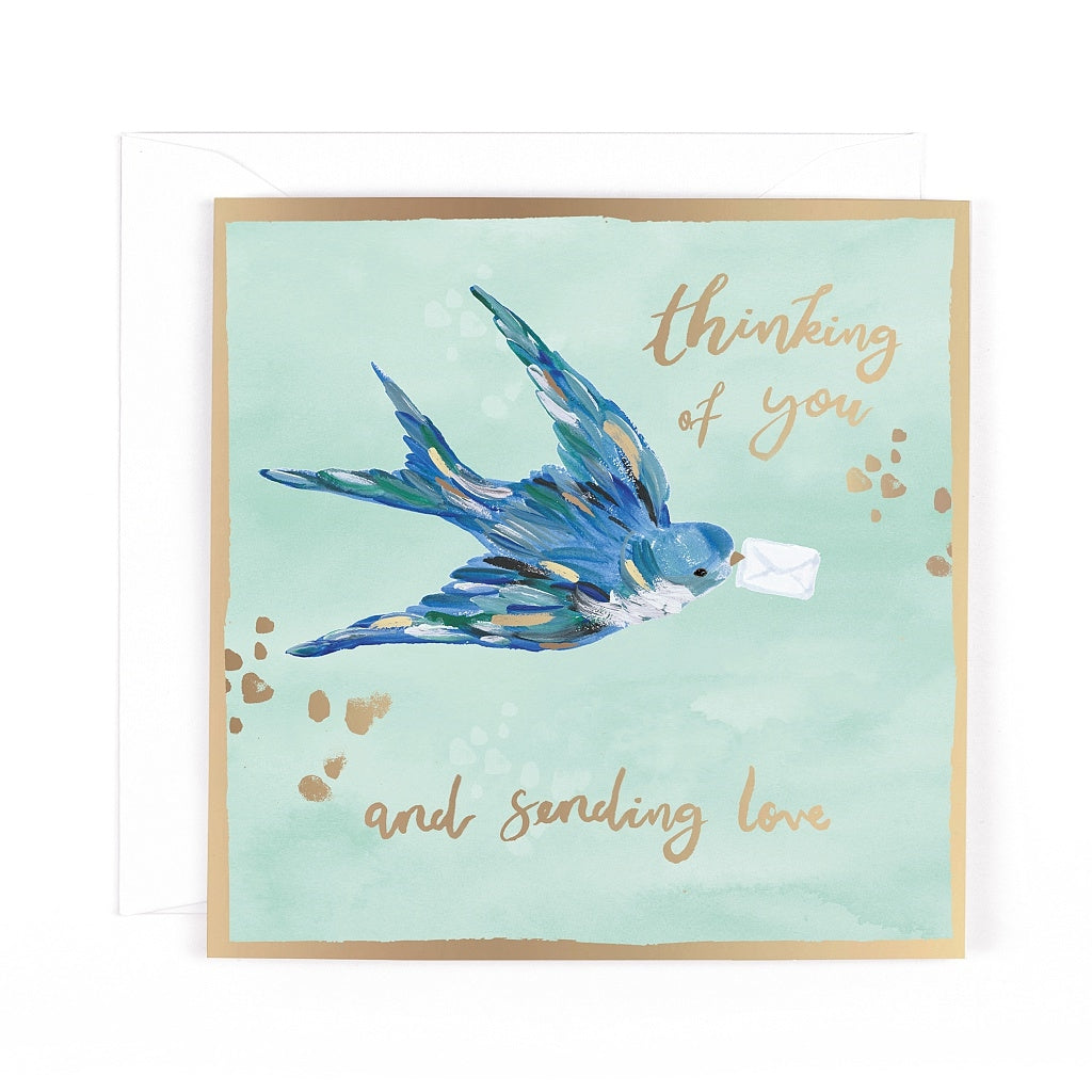 Hotchpotch Thinking Of You Greetings Card For Someone Special, Tatty Teddy With Bouquet Of Flowers 15.2 X 15.2 cm - Official Collection