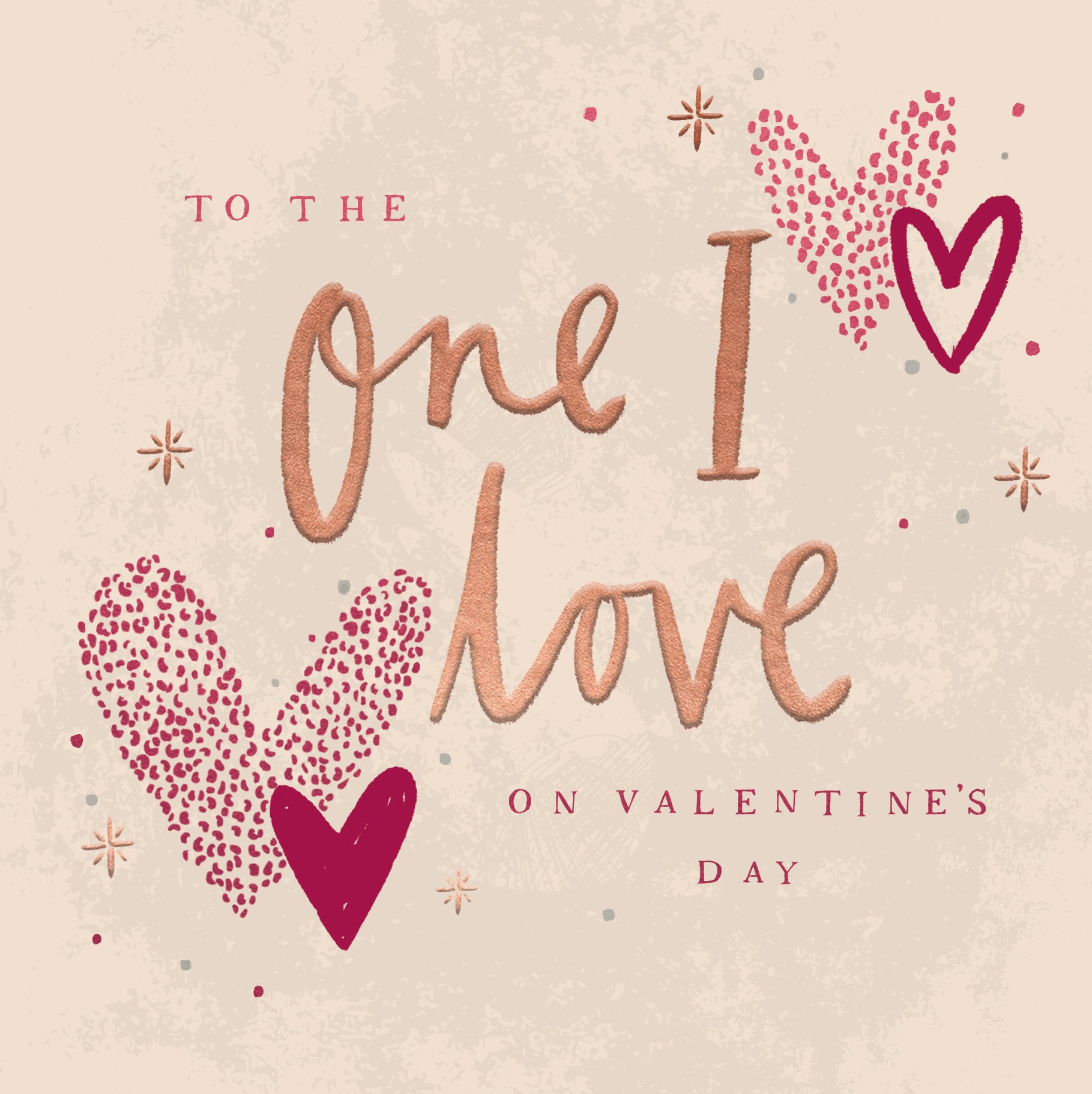 Stunning Foiled Valentine's Day Card 'To The One I Love' With Bespoke Dotty Envelope - Anise Greeting Card by Hotchpotch London Size 6 x 6 inches