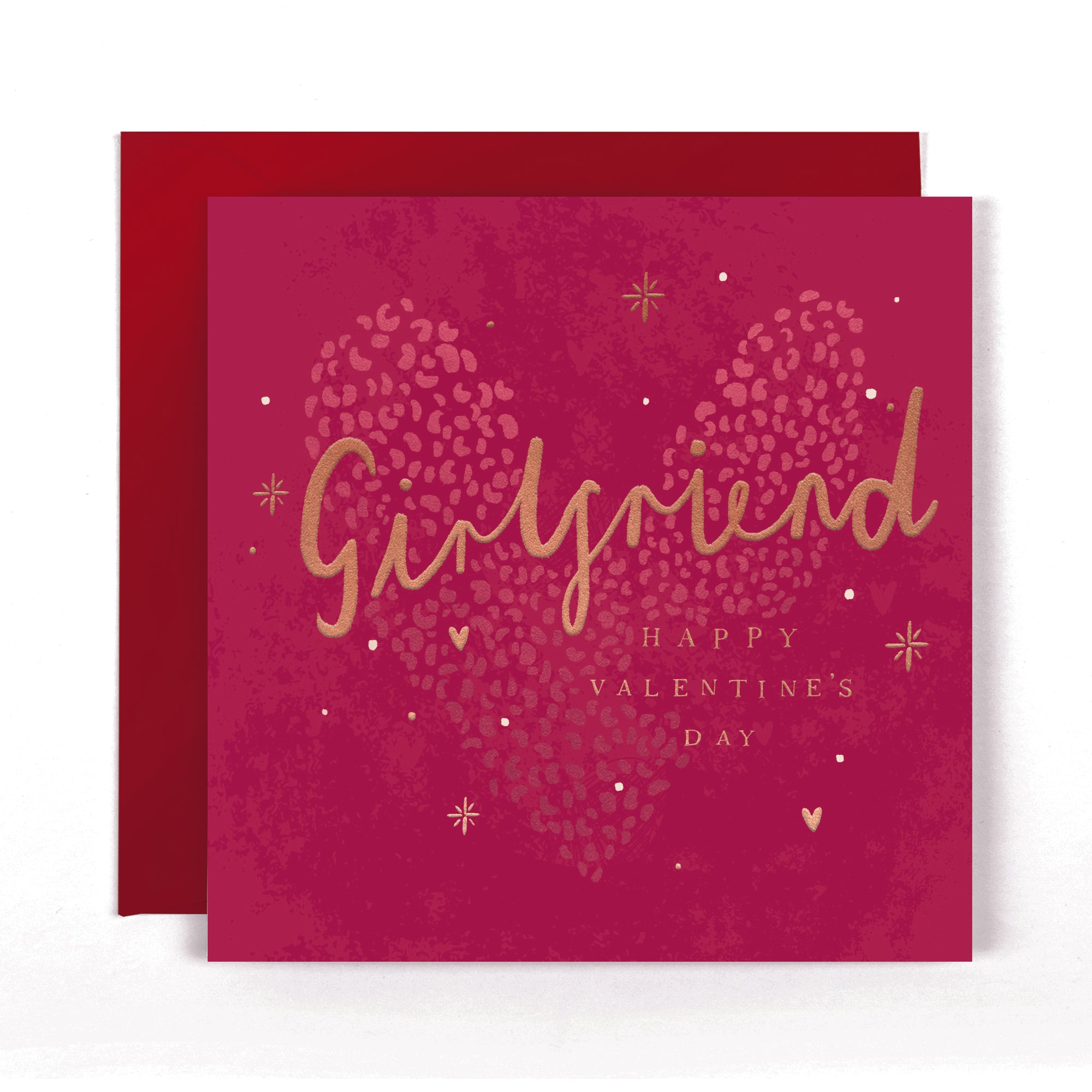 Stunning Foiled Valentine's Day Card For Girlfriend With Bespoke Dotty Envelope - Anise Greeting Card by Hotchpotch London Size 6 x 6 inches